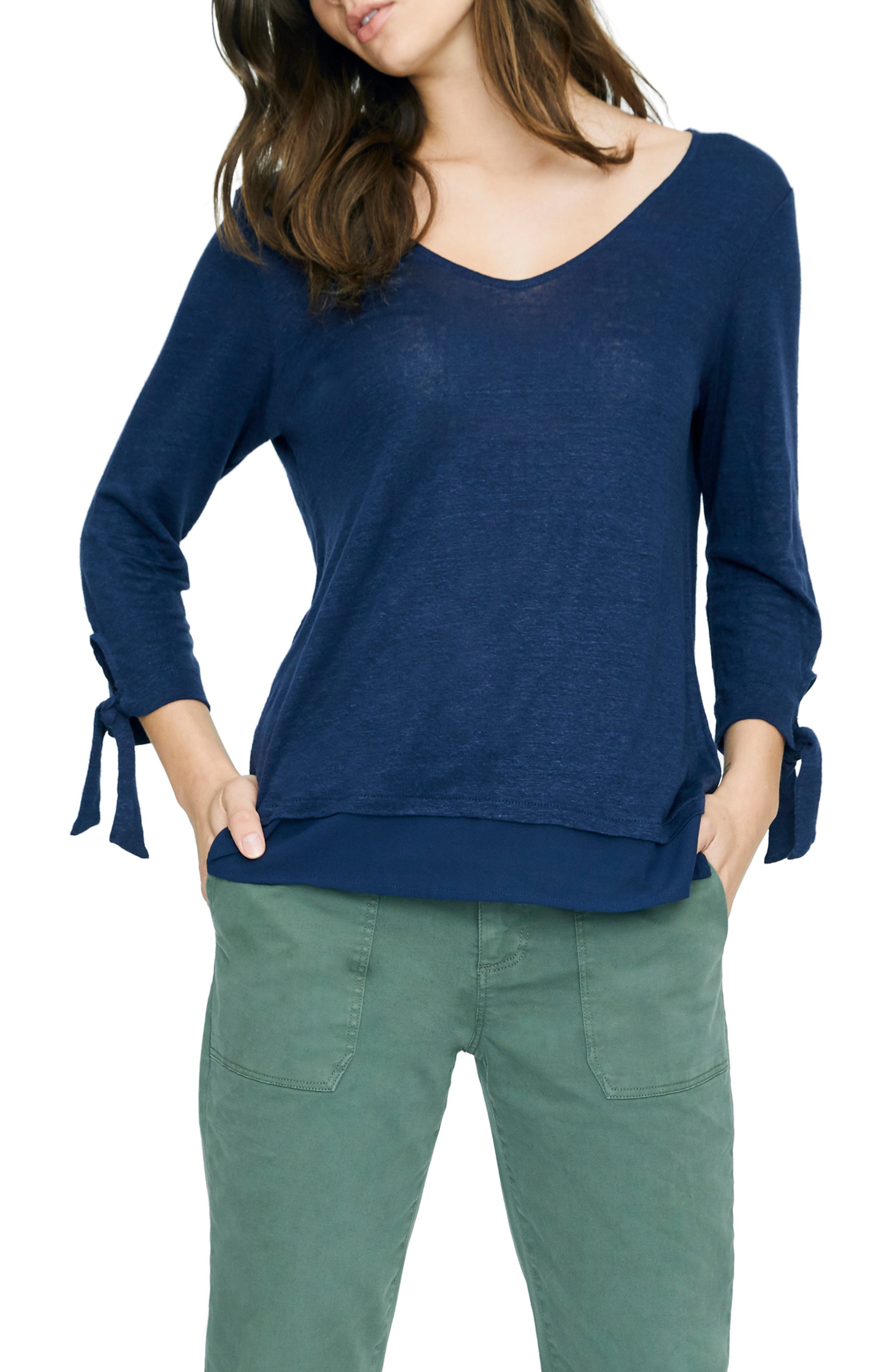 Sanctuary Sylvie Tiered Hem Linen Tee, Blue