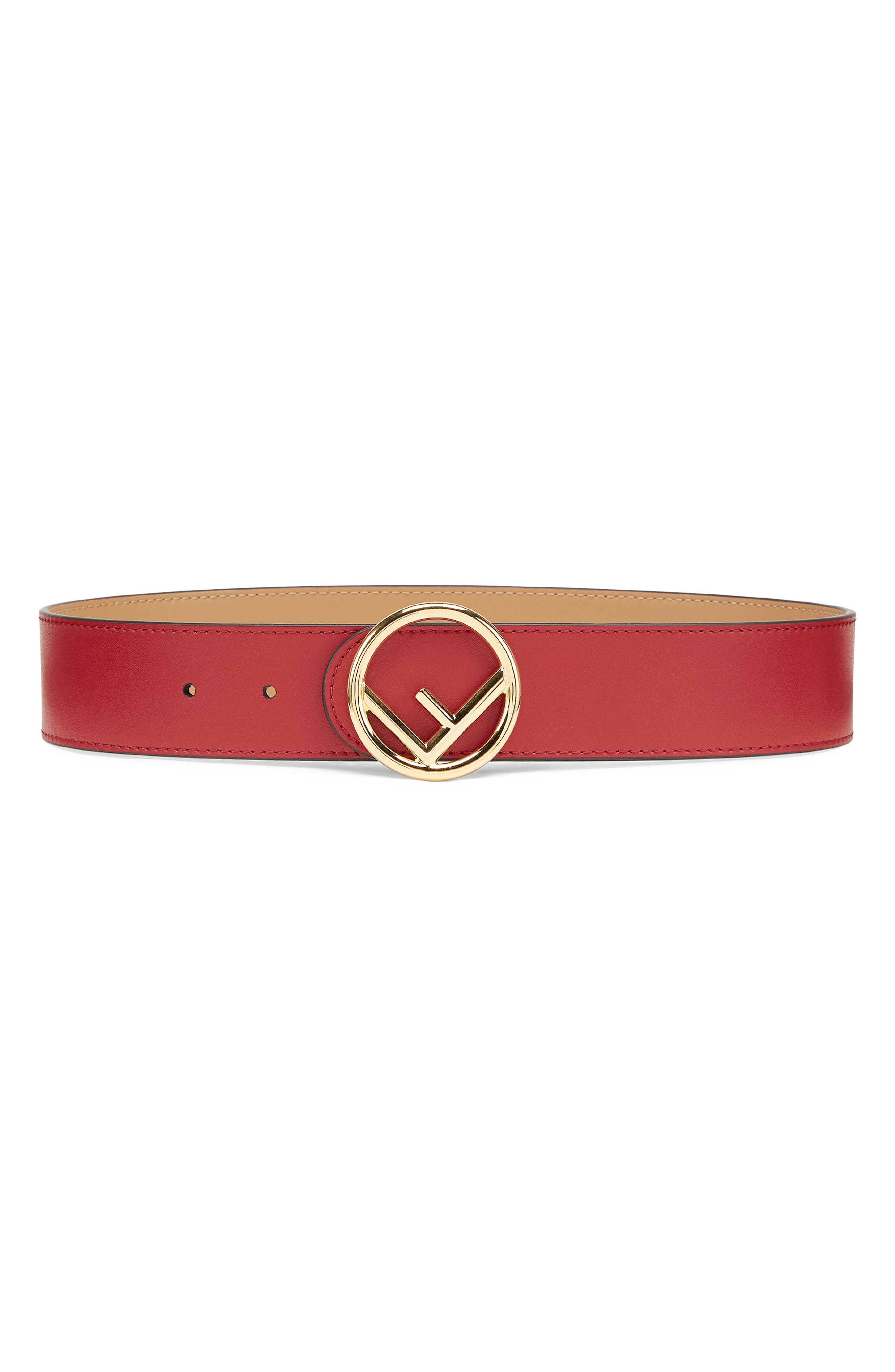 Fendi Logo Buckle Leather Belt
