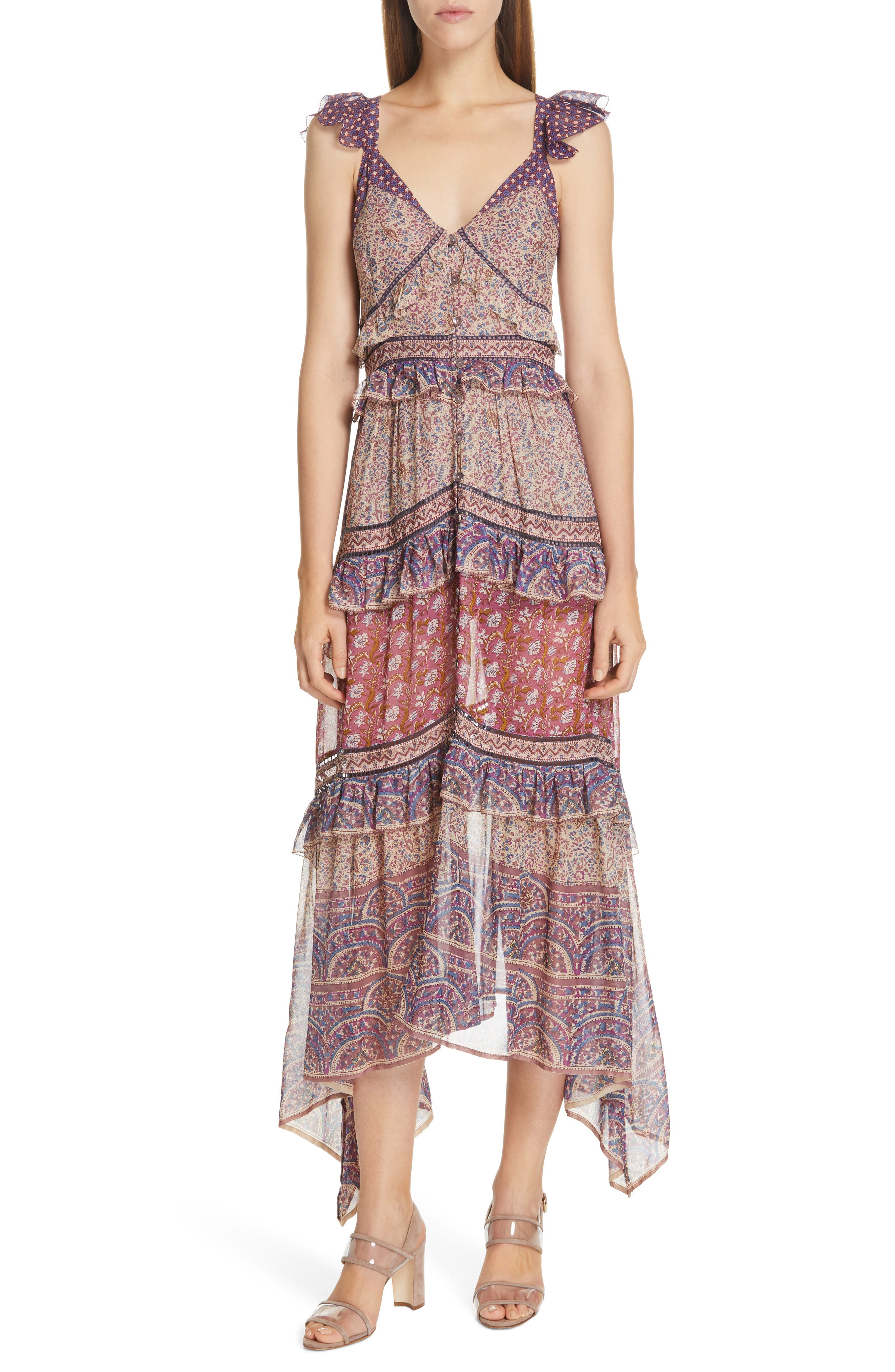 Sea Bella Floral Tiered Midi Dress, Purple
