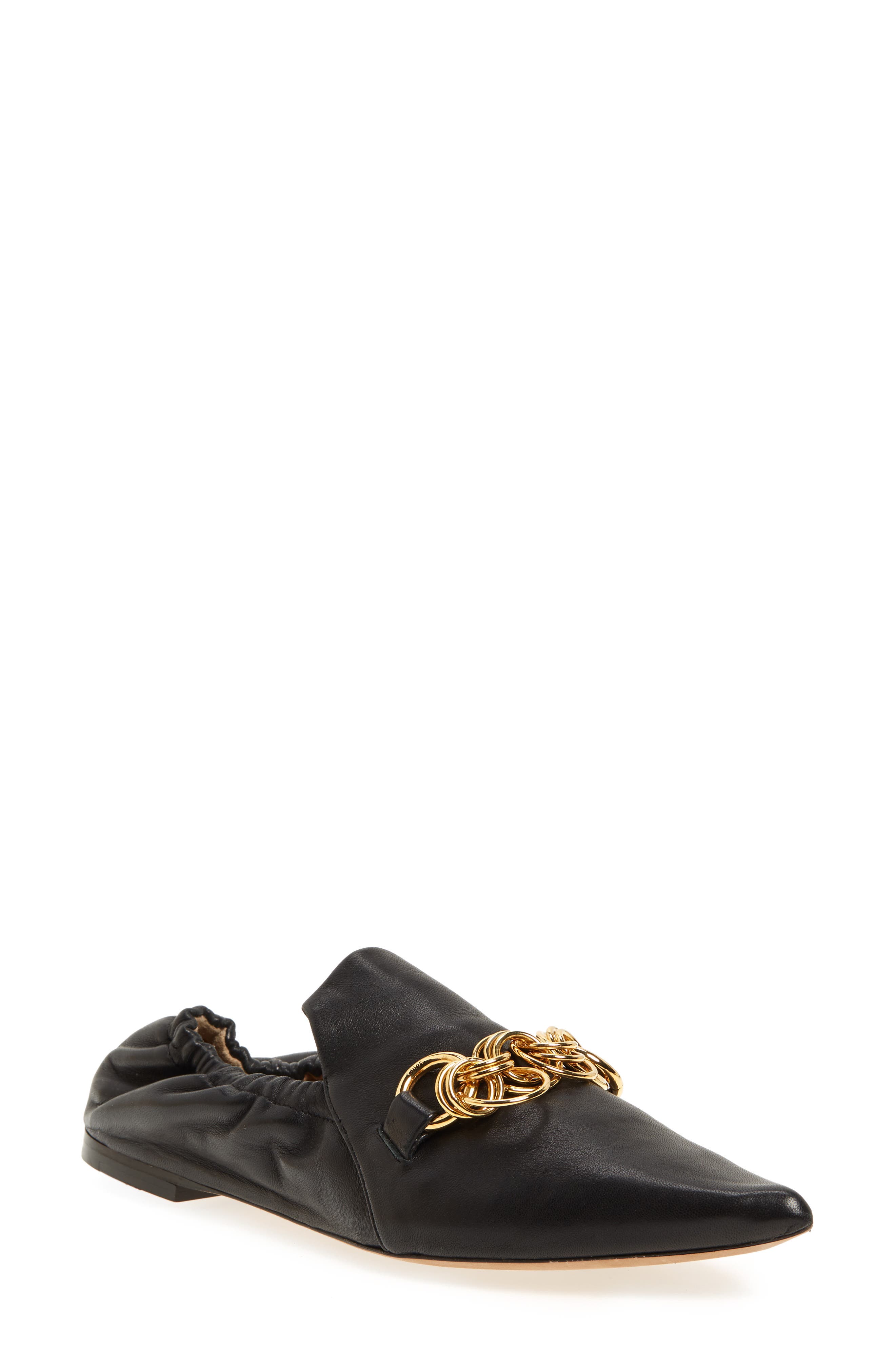 Chloe Reese Chain Bit Loafer Flat, Black