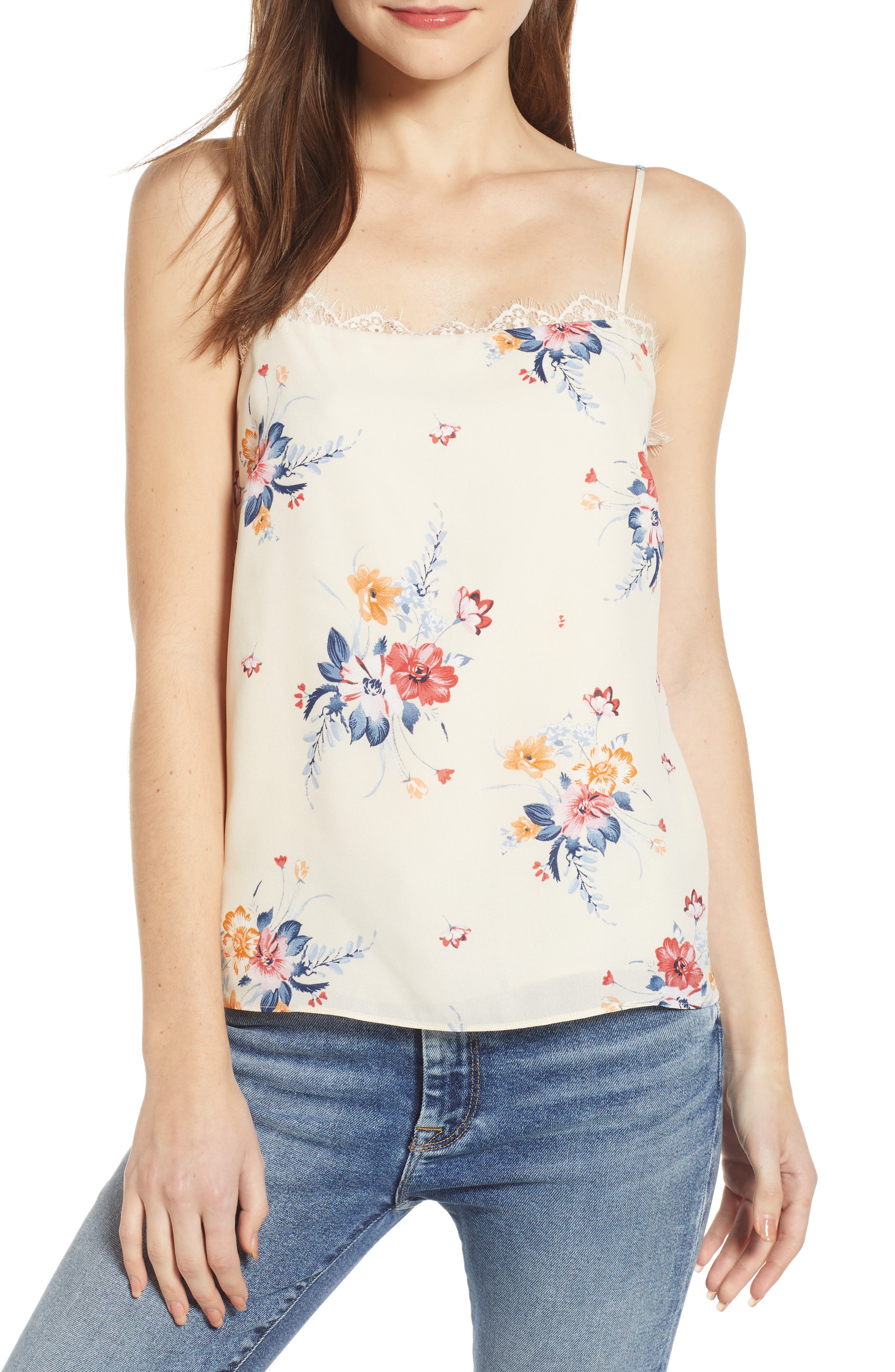 Socialite Lace Trim Camisole, Ivory