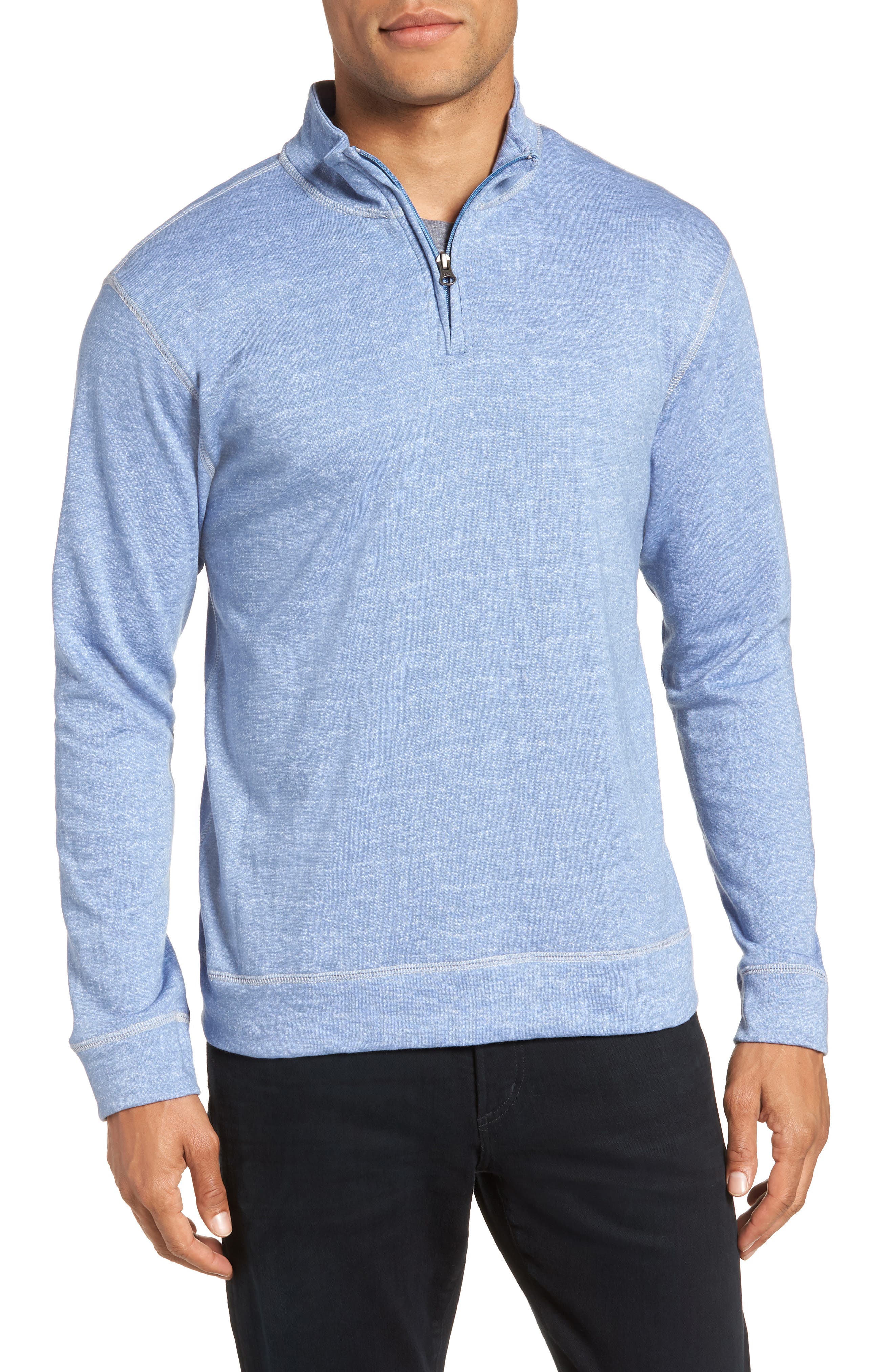 Vintage 1946 French Terry Quarter Zip Shirt, Blue