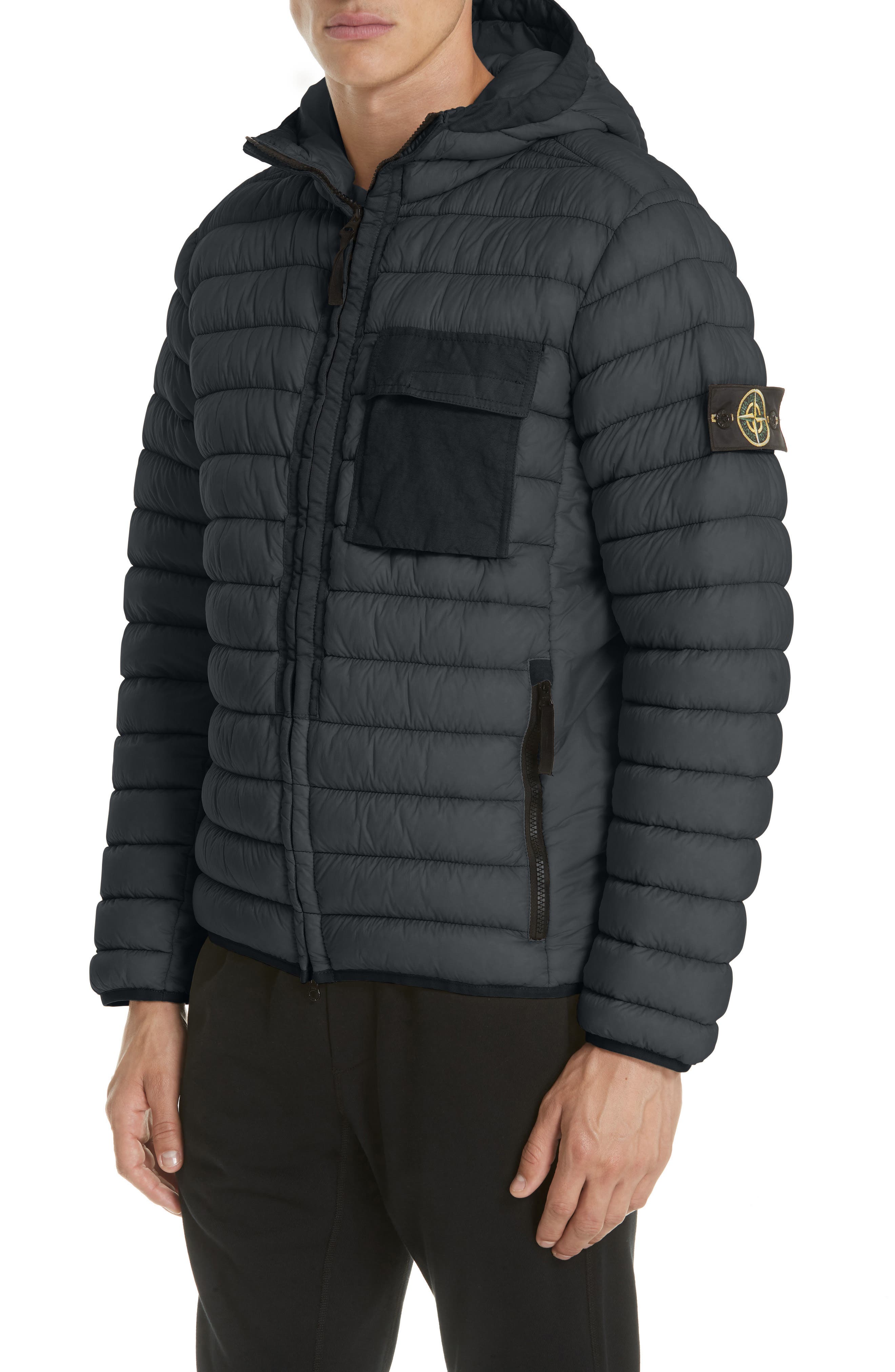 Stone Island Hooded Down Jacket, Black