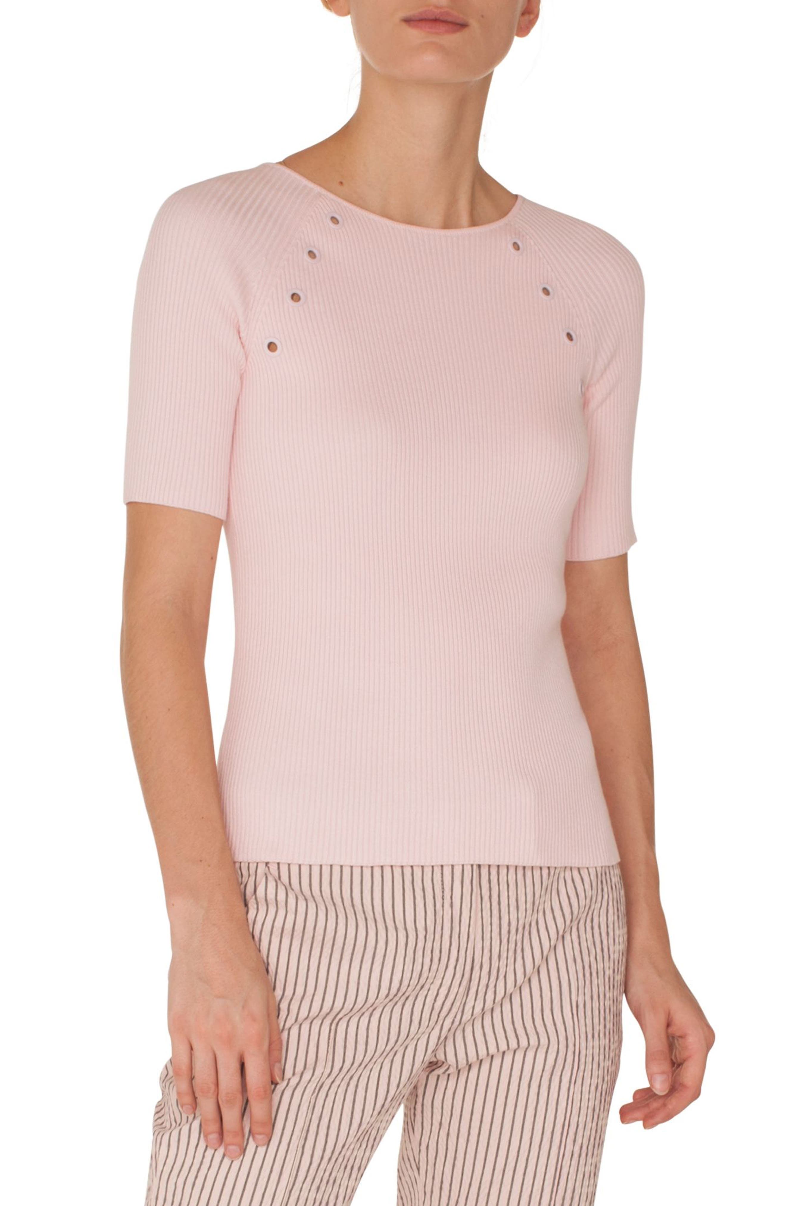 Akris Punto Grommet Detail Knit Top, Pink