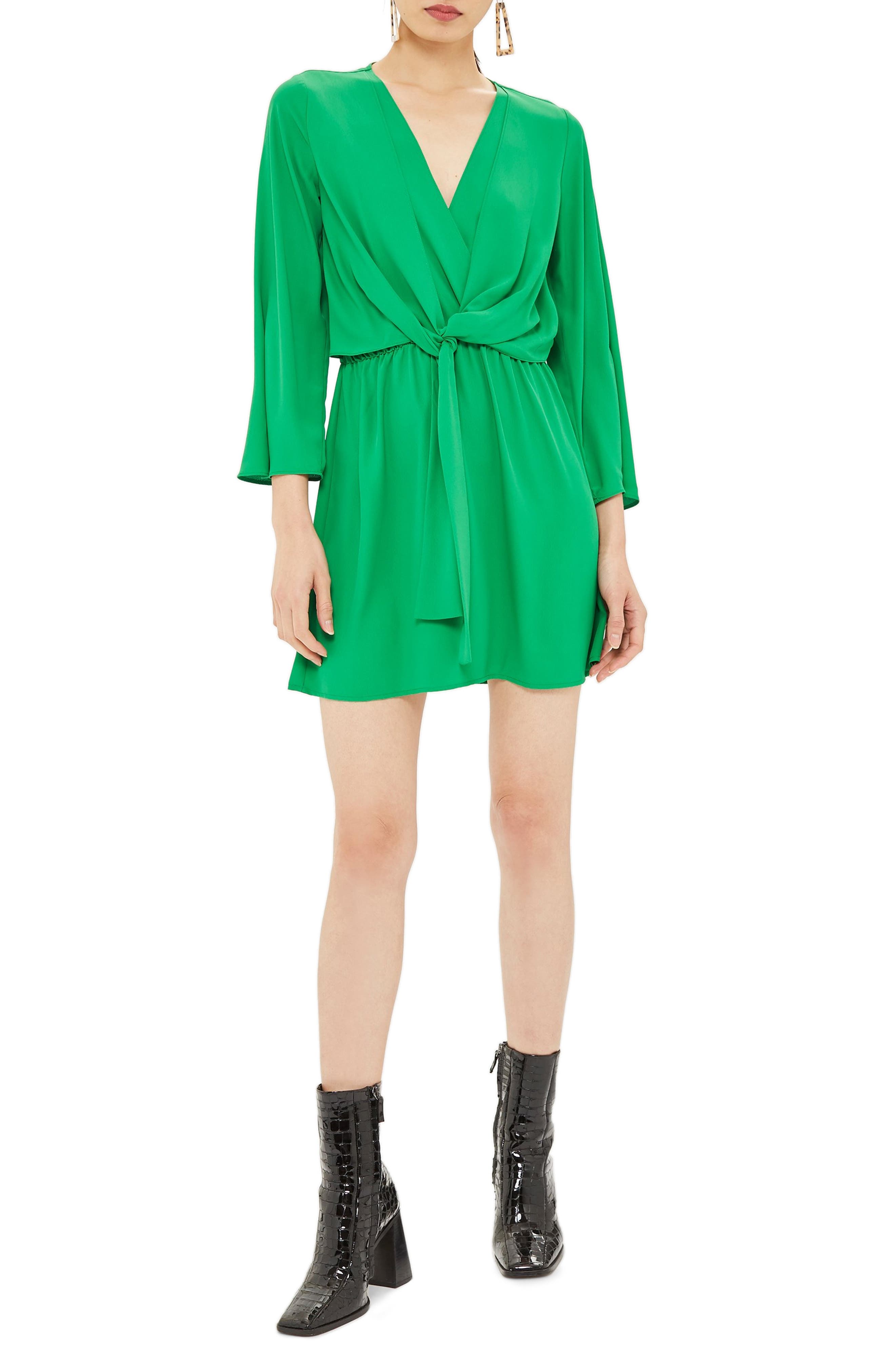 Topshop Tiffany Knot Minidress, US (fits like 0) - Green