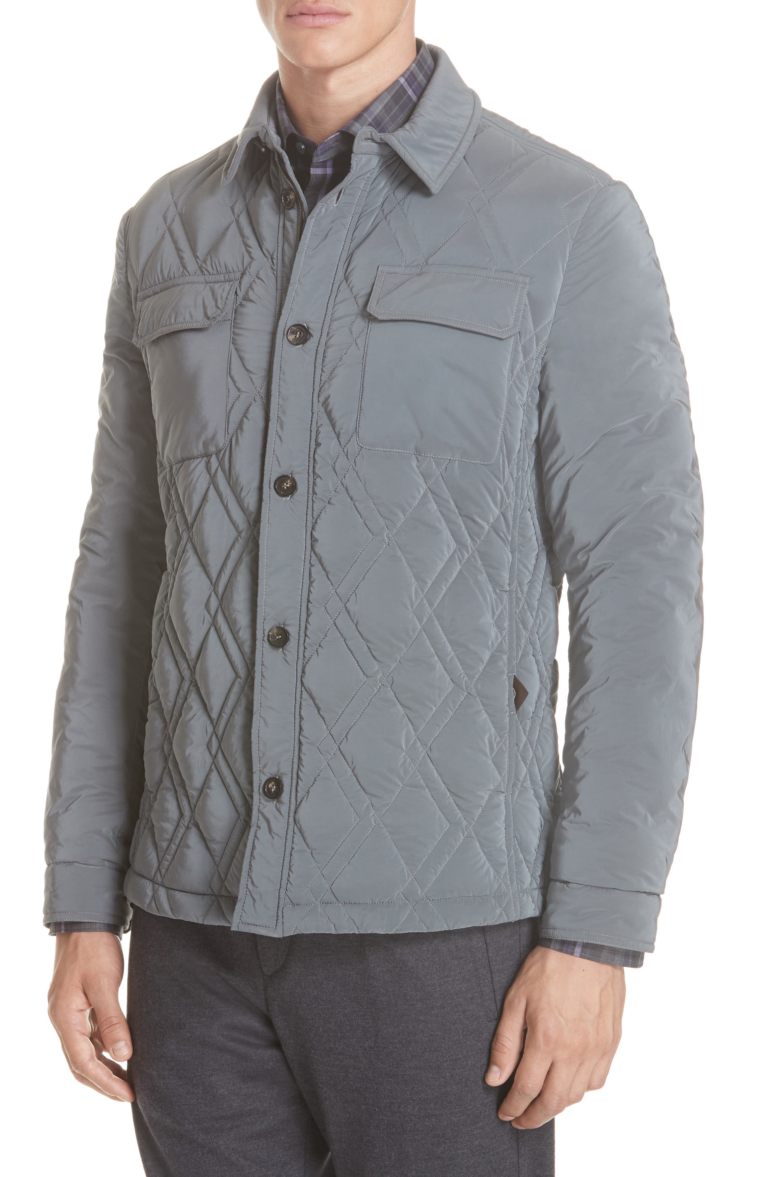 Ermenegildo Zegna Quilted Down Jacket, 0 US / 5R - Grey