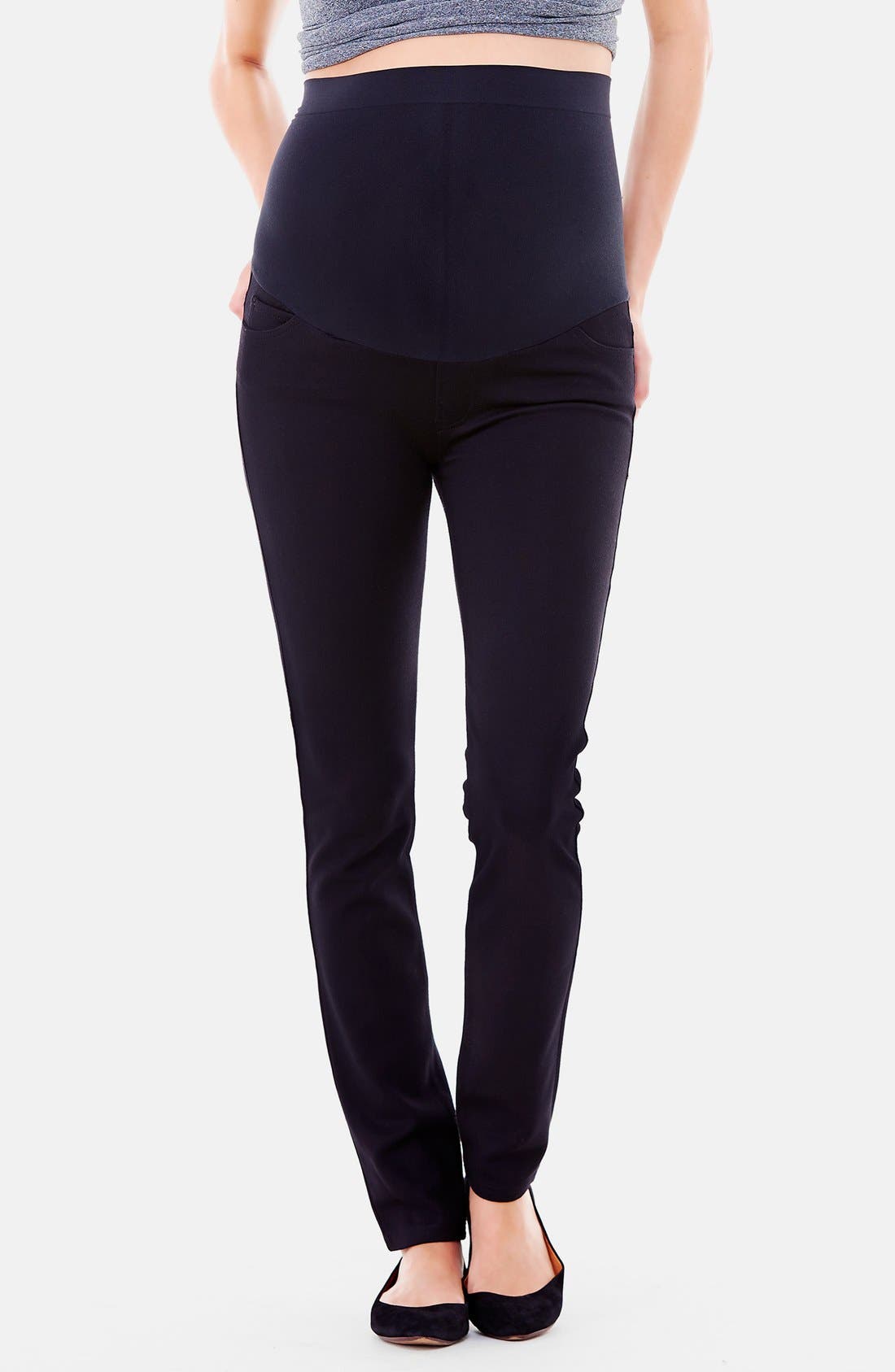 UPC 847941006179 product image for Ingrid & Isabel Ponte Knit Skinny Maternity Pants Jet Black 8 | upcitemdb.com