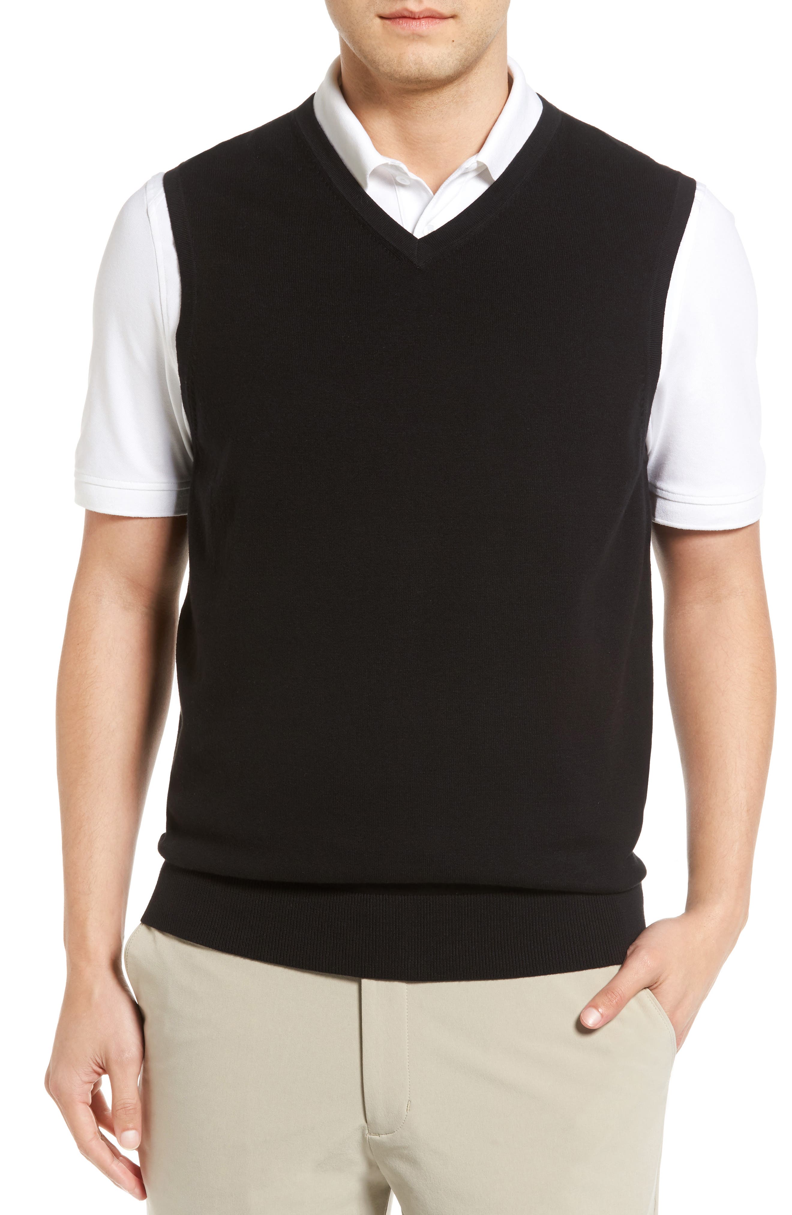 Cutter & Buck Lakemont V-Neck Sweater Vest, Black