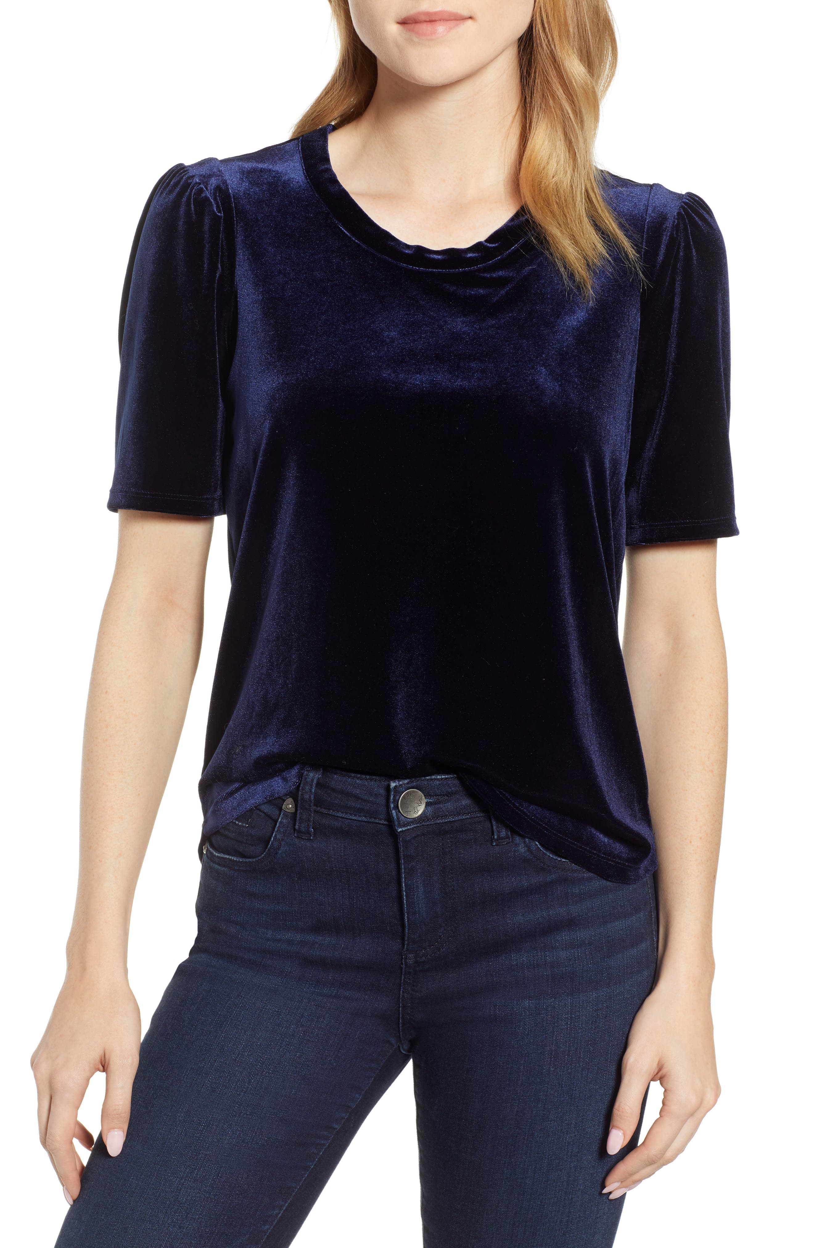 1.STATE Puff Sleeve Velvet Top Nordstrom