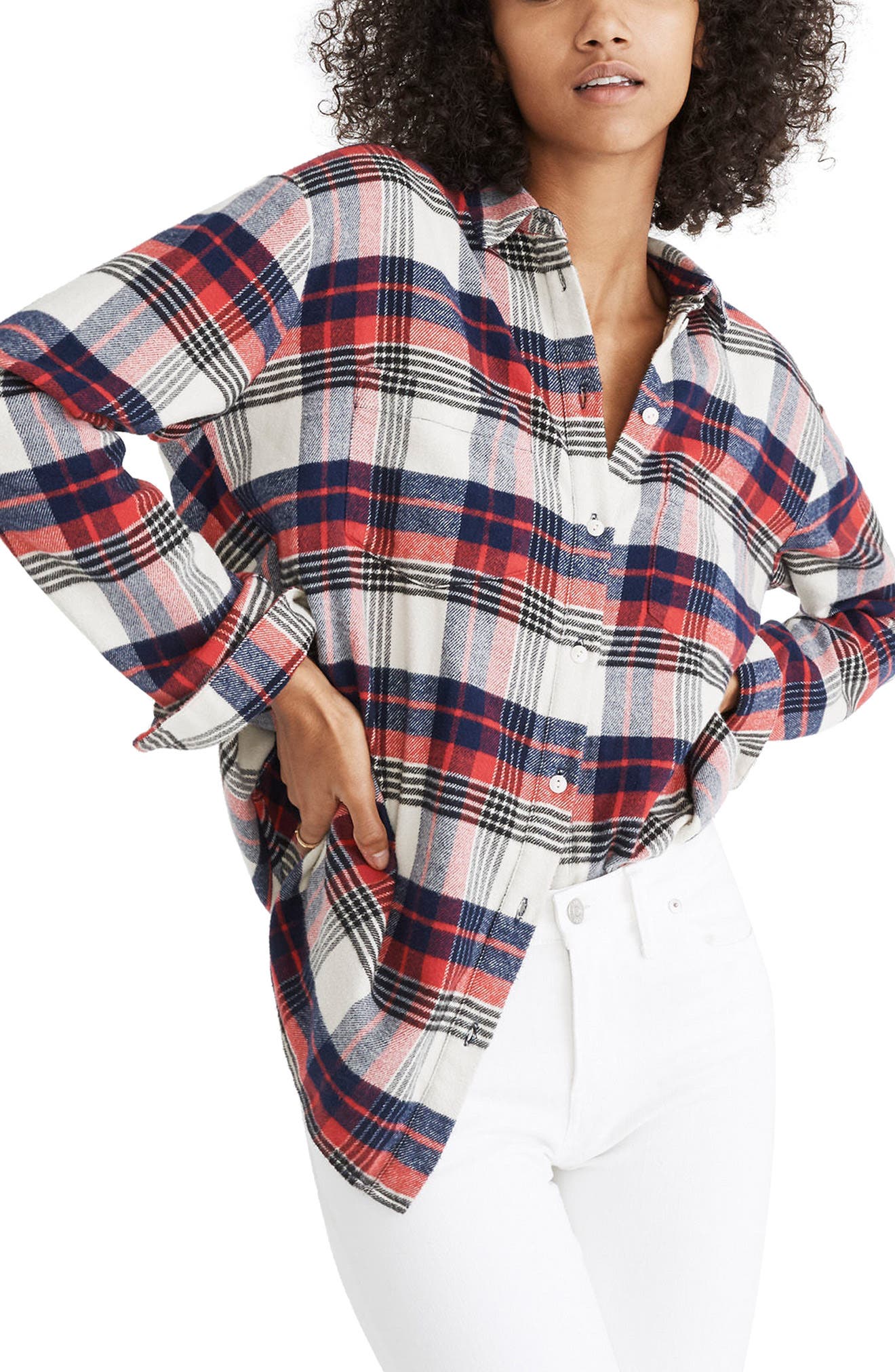 Madewell Ex-Boyfriend Oversize Shirt, Red