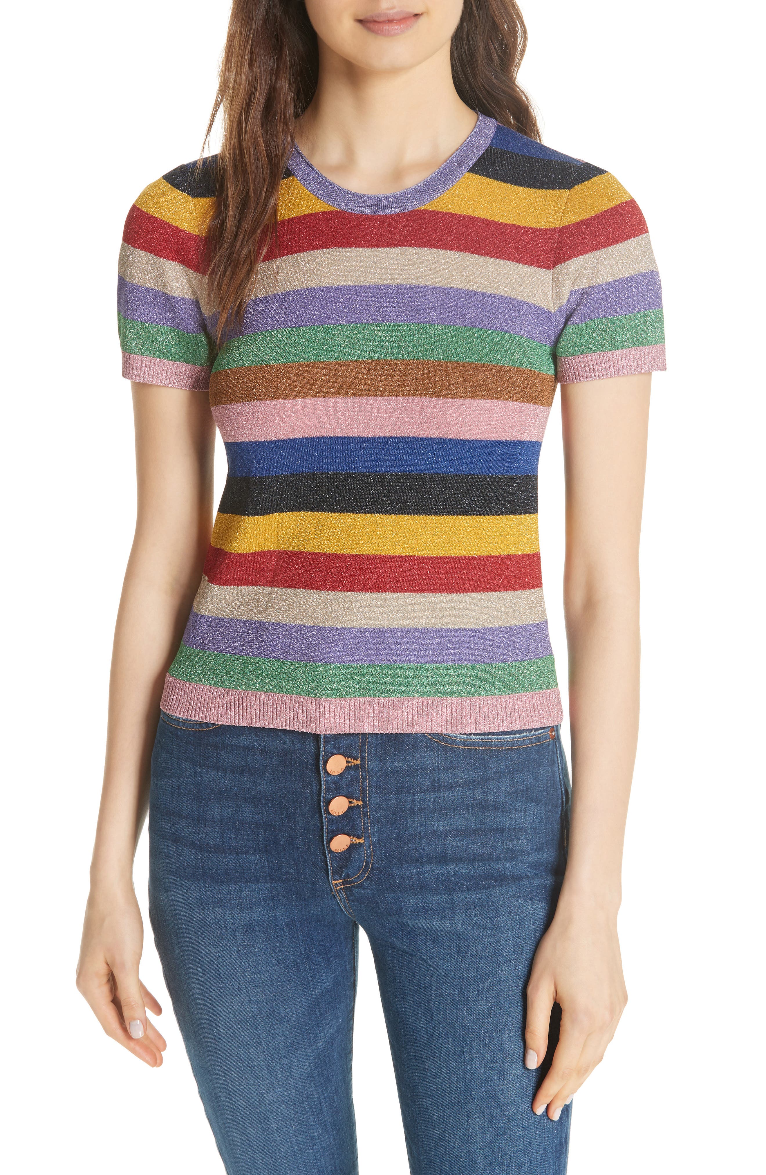 Alice + Olivia Baylor Stripe Top | Nordstrom