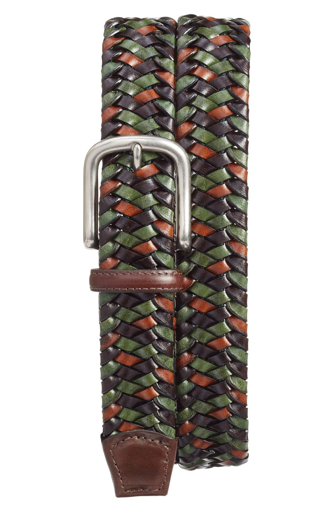 Torino Belts Woven Leather Belt, Green