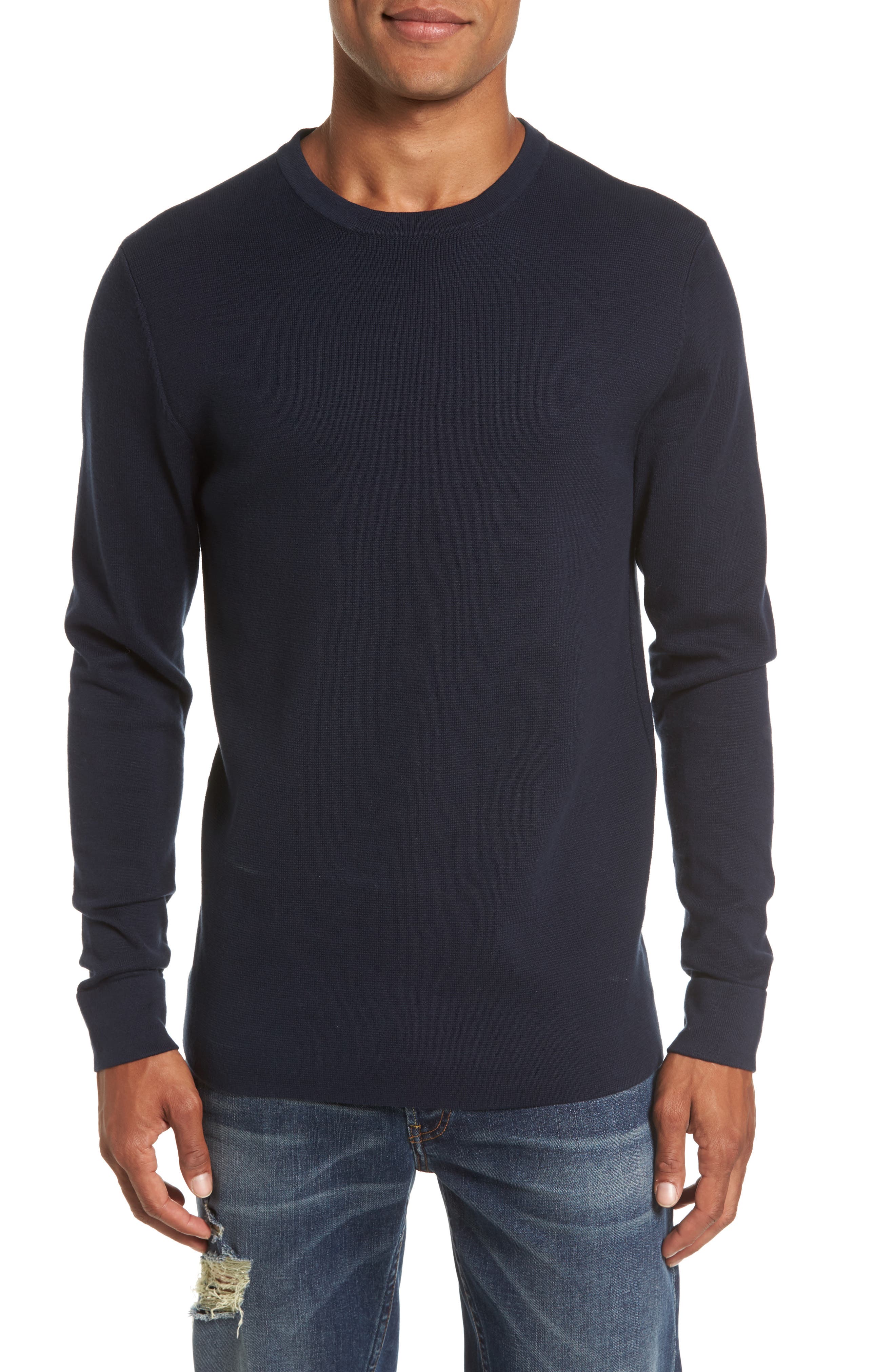 French Connection Milano Front Regular Fit Cotton Sweater, Blue