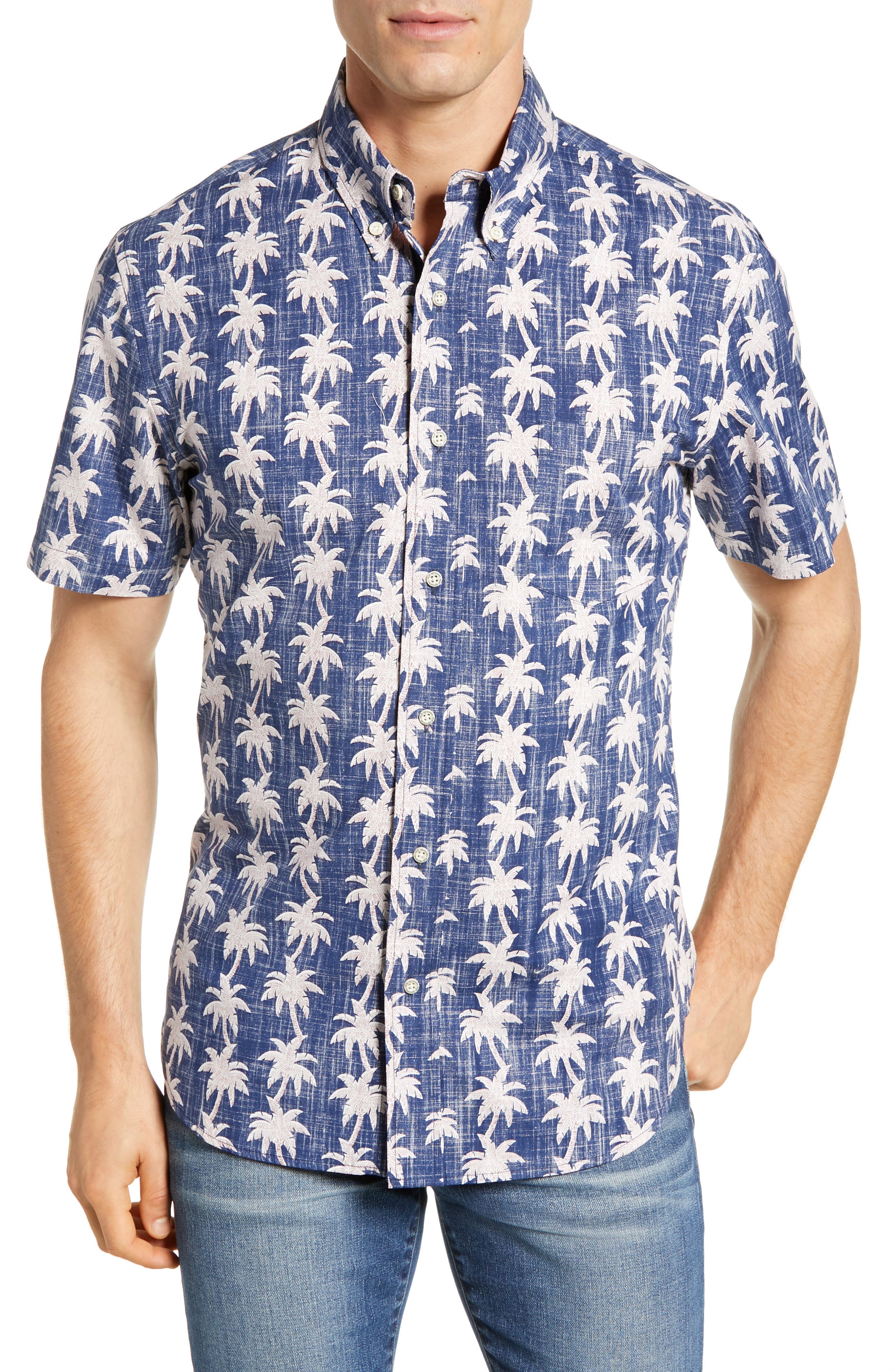 Reyn Spooner Mahaloha Patterned Sport Shirt, Blue