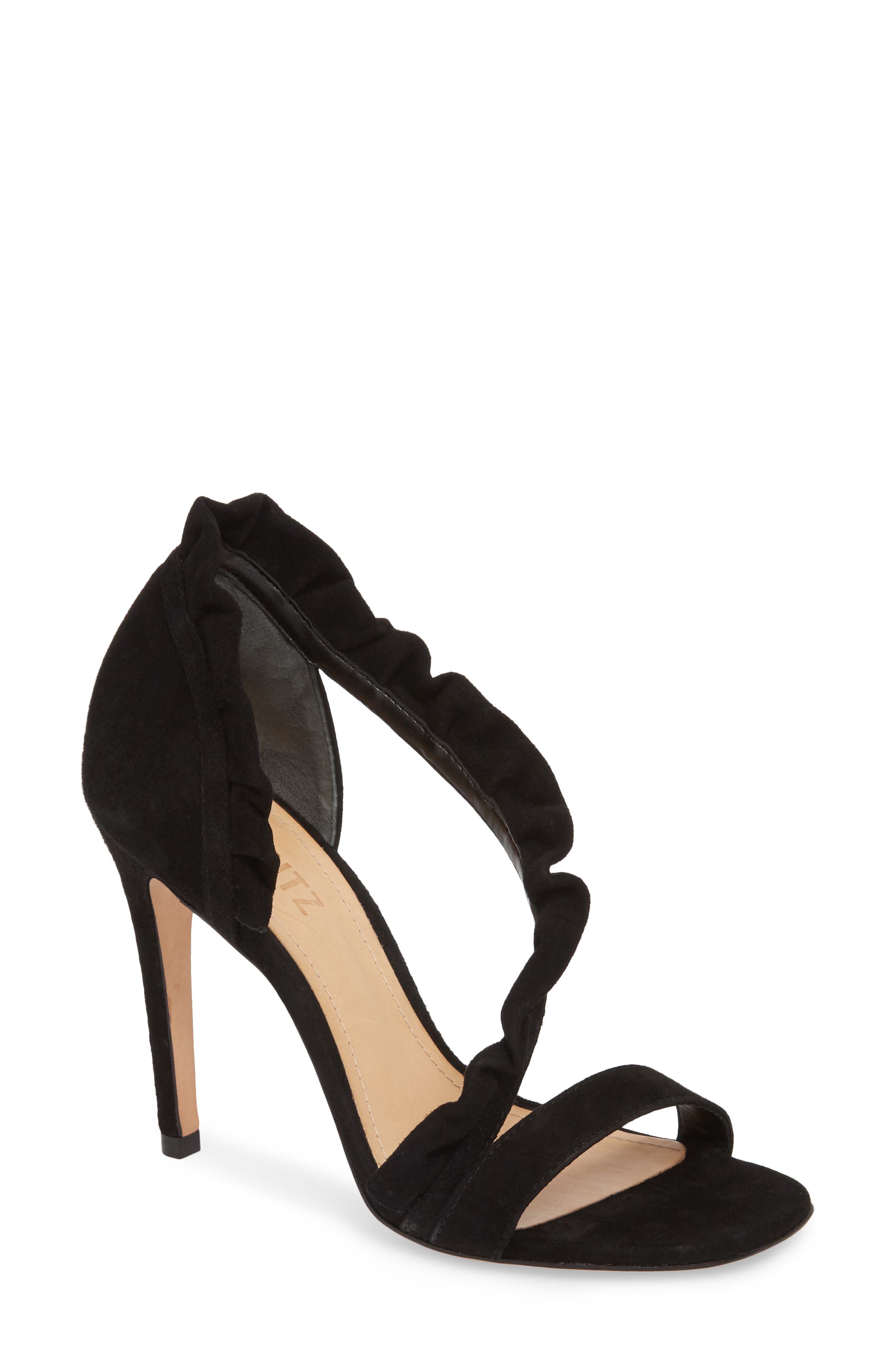Schutz Aim Ruffle Sandal, Black
