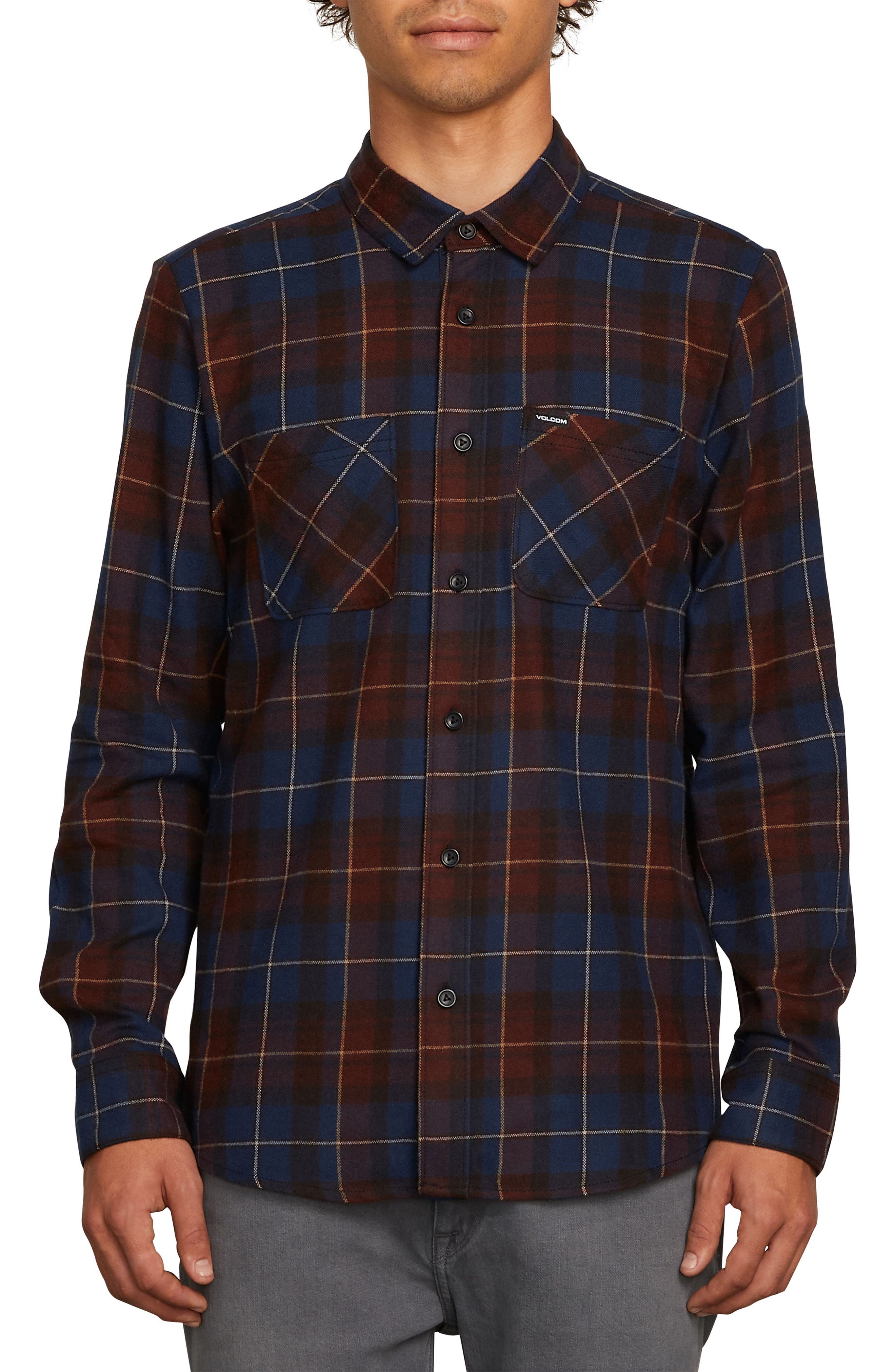 Volcom Lumberg Long Sleeve Flannel Woven Shirt, Green