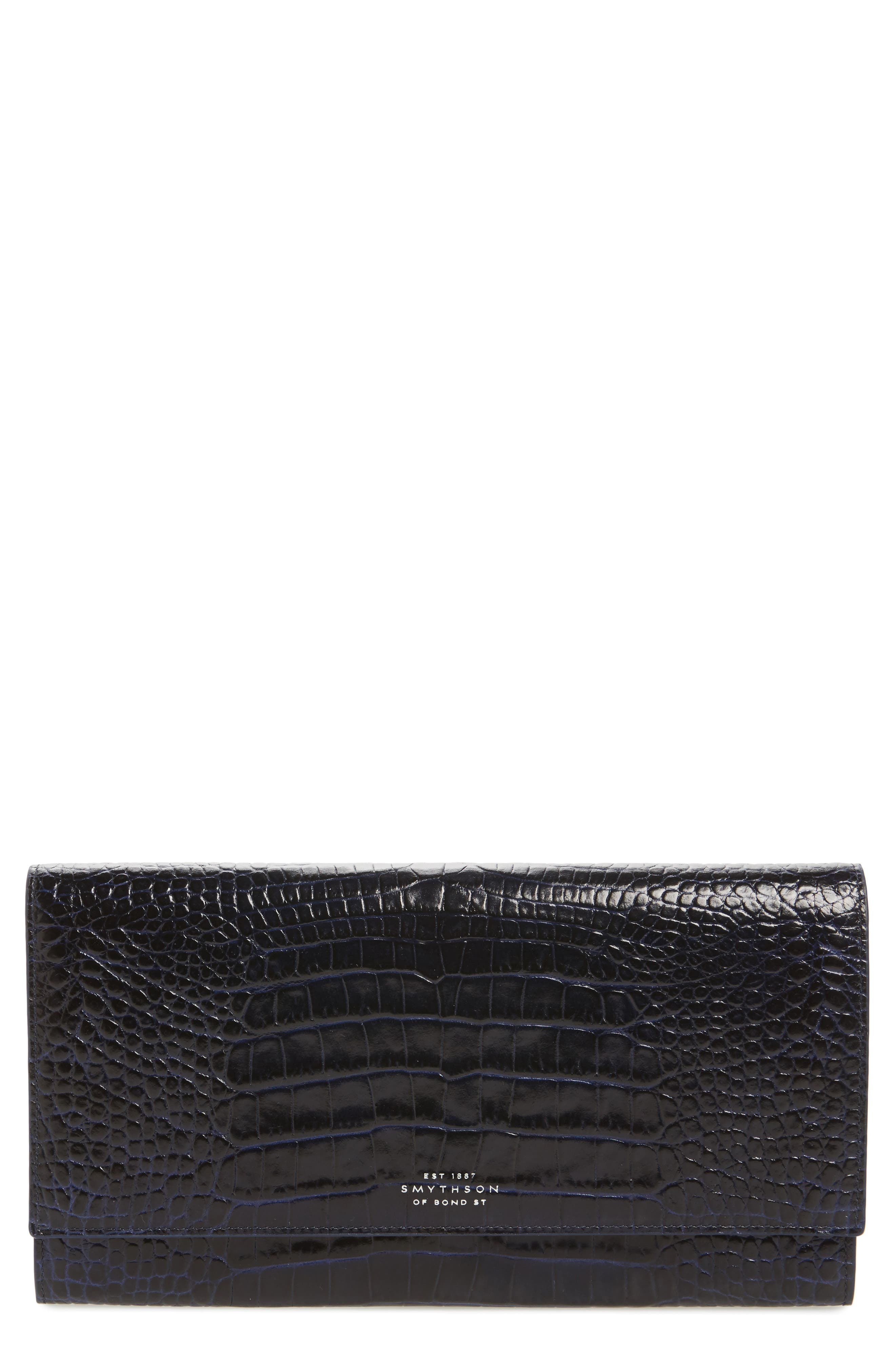 Smythson Mara Marshall Croc Embossed Leather Travel Wallet Nordstrom