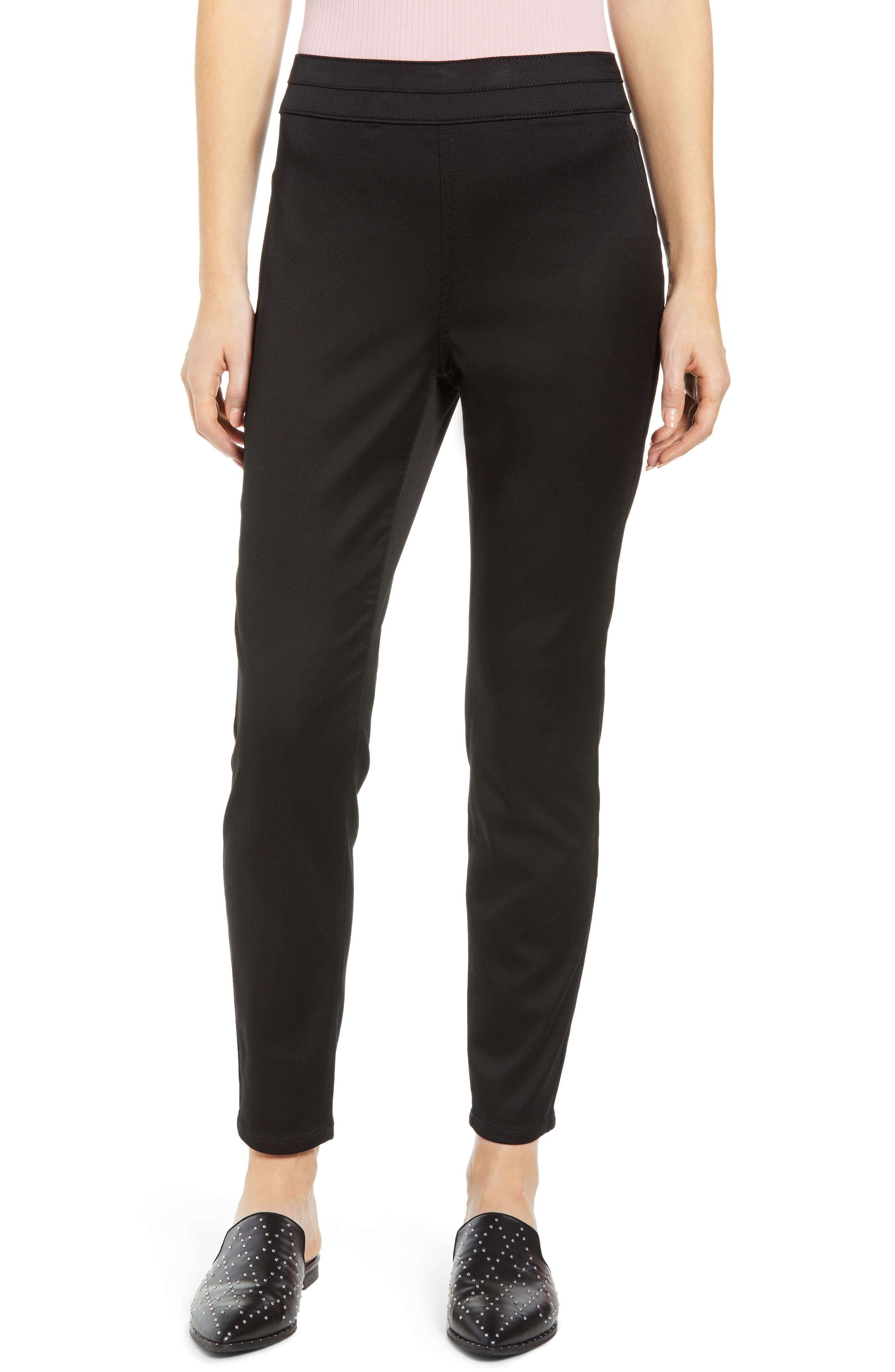 Tinsel High Waist Sateen Ankle Leggings, 7 - Black