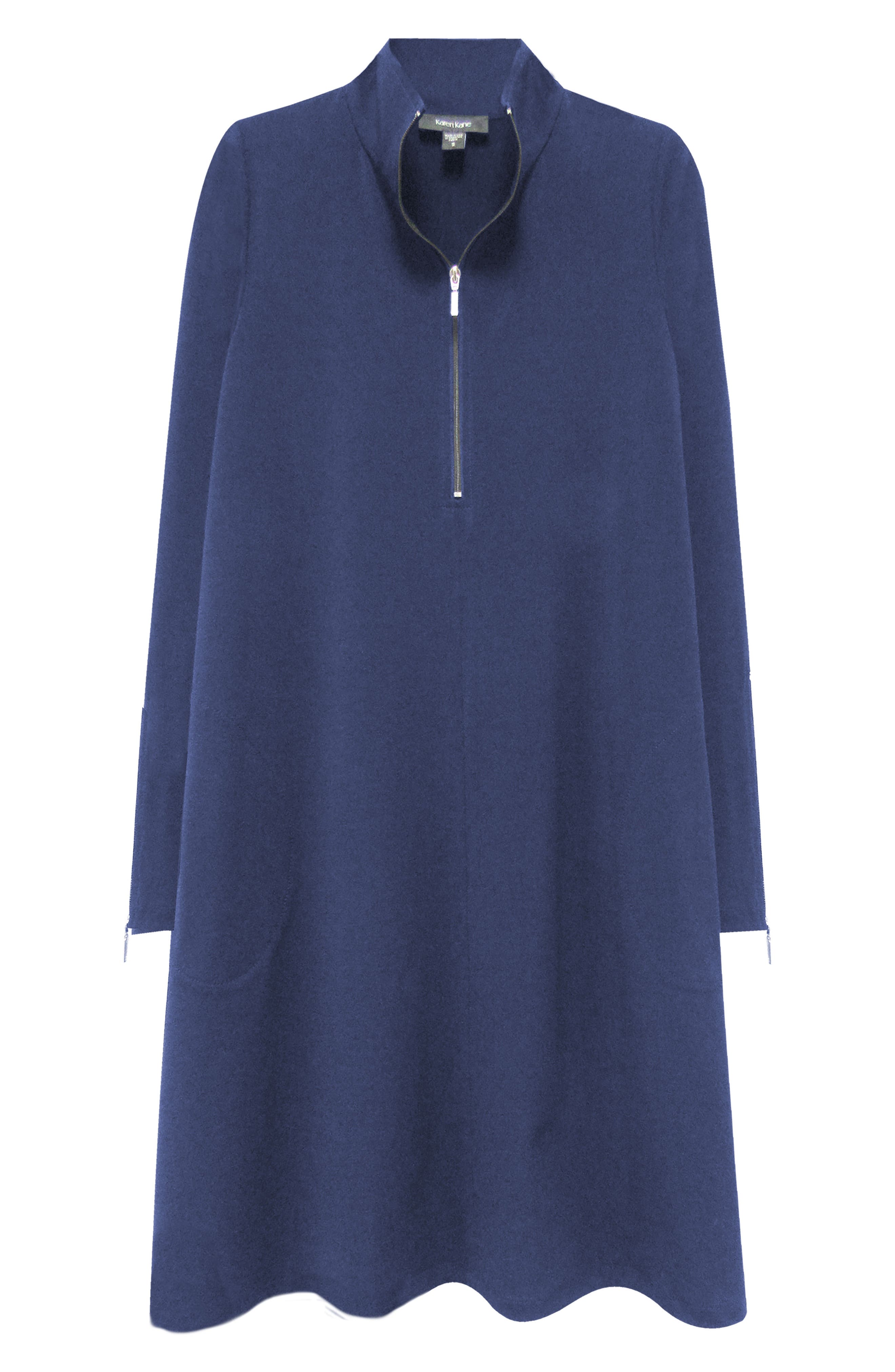 Karen Kane Quarter Zip A-Line Dress, Blue