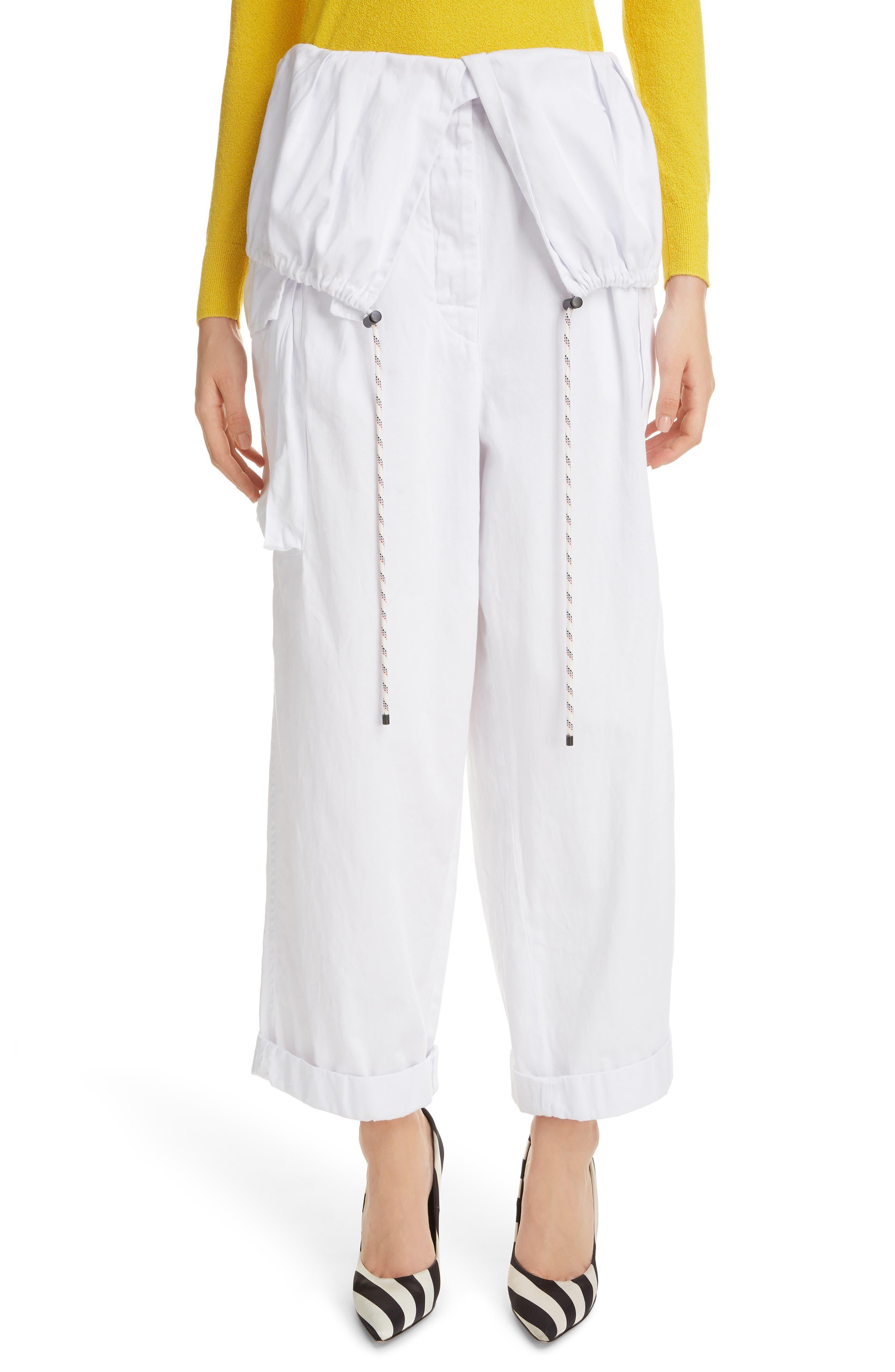 Dries Van Noten Pavel Cotton Ankle Cargo Pants, White