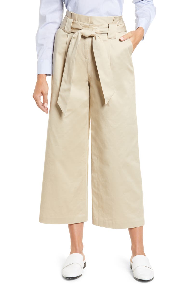 Halogen® Paperbag Waist Belted Wide Leg Crop Pants (Regular & Petite ...