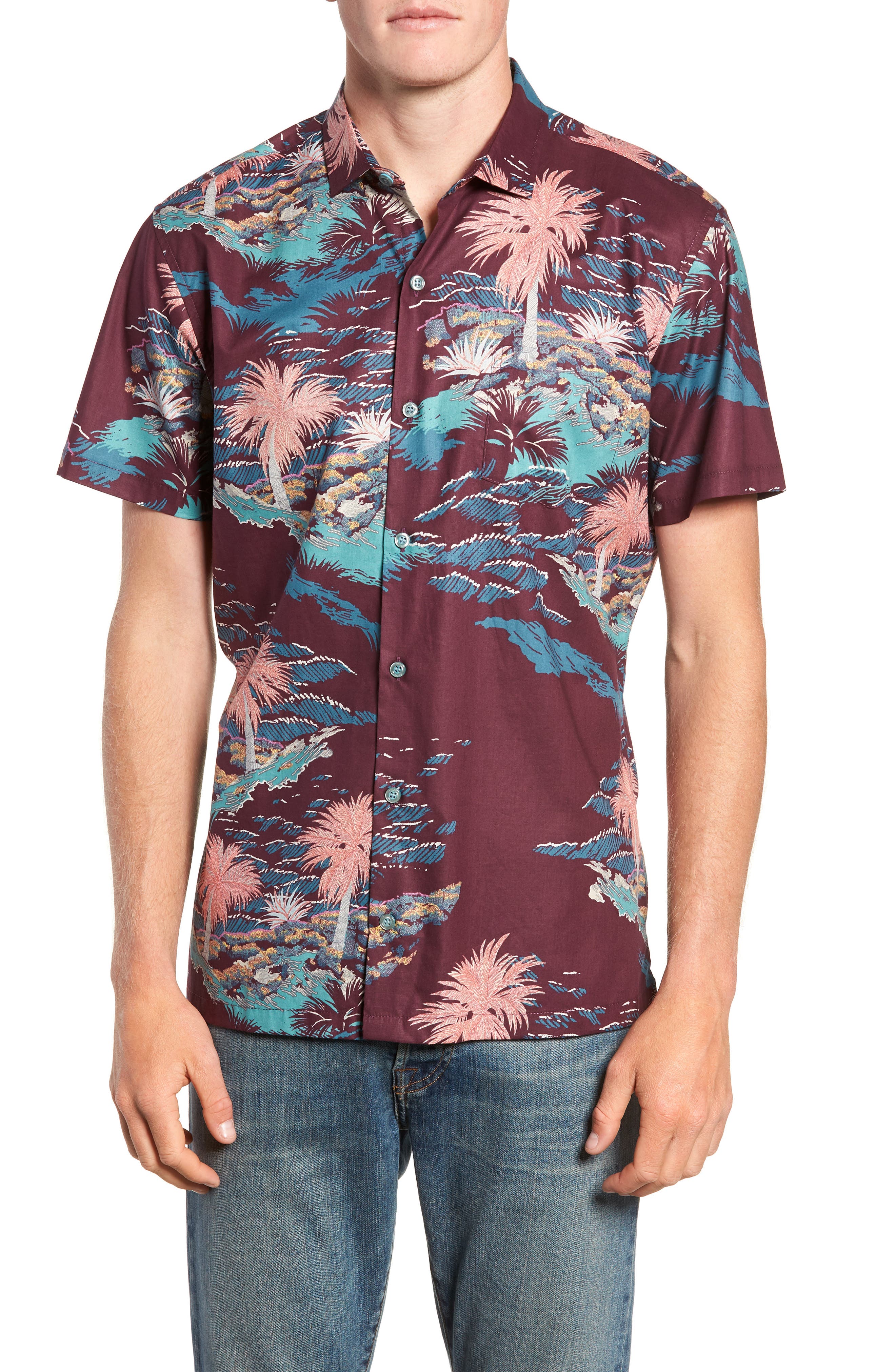 Tori Richard Bonsai Regular Fit Sport Shirt, Red