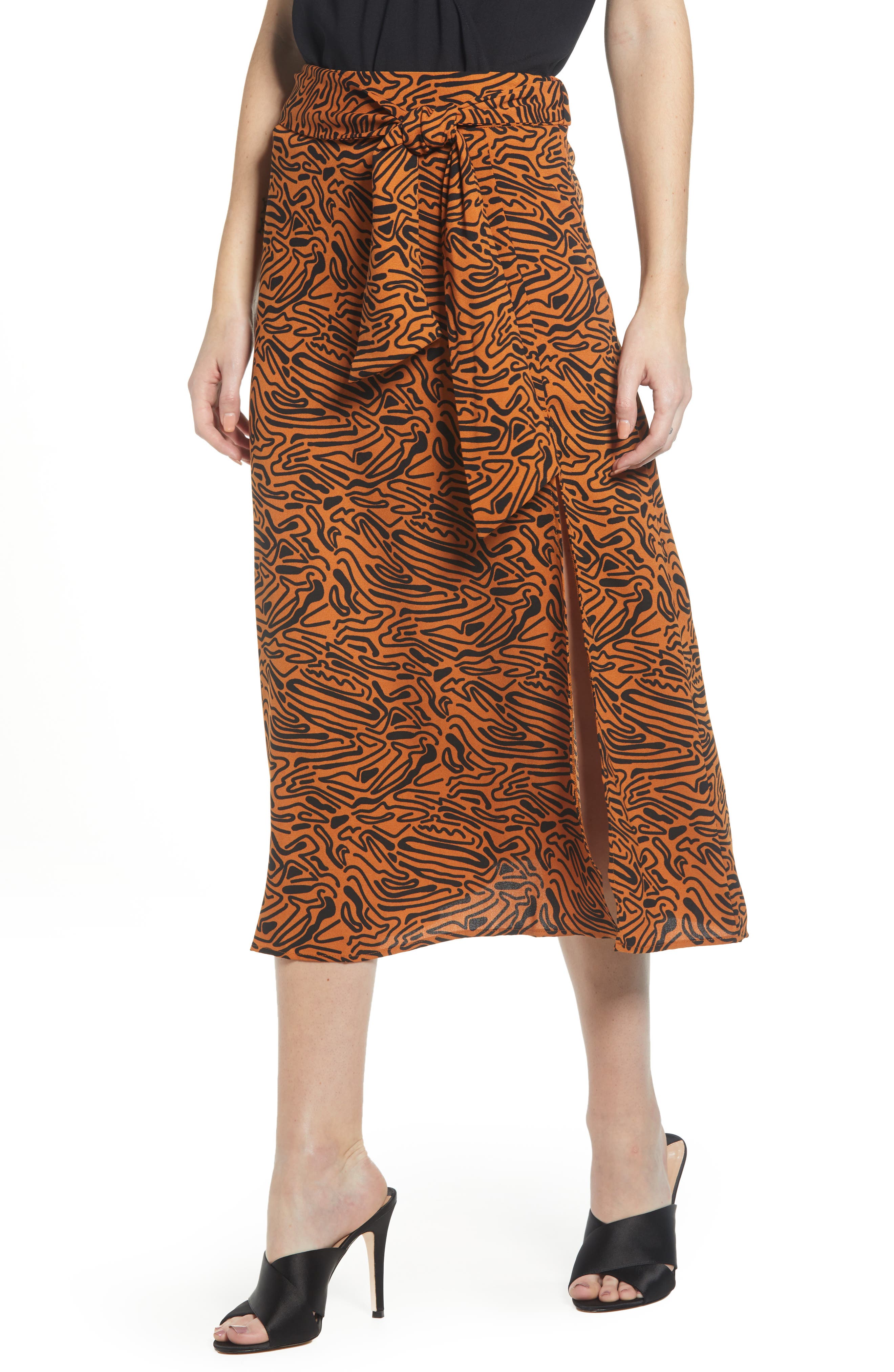 Vero Moda Pattern Midi Skirt, Brown