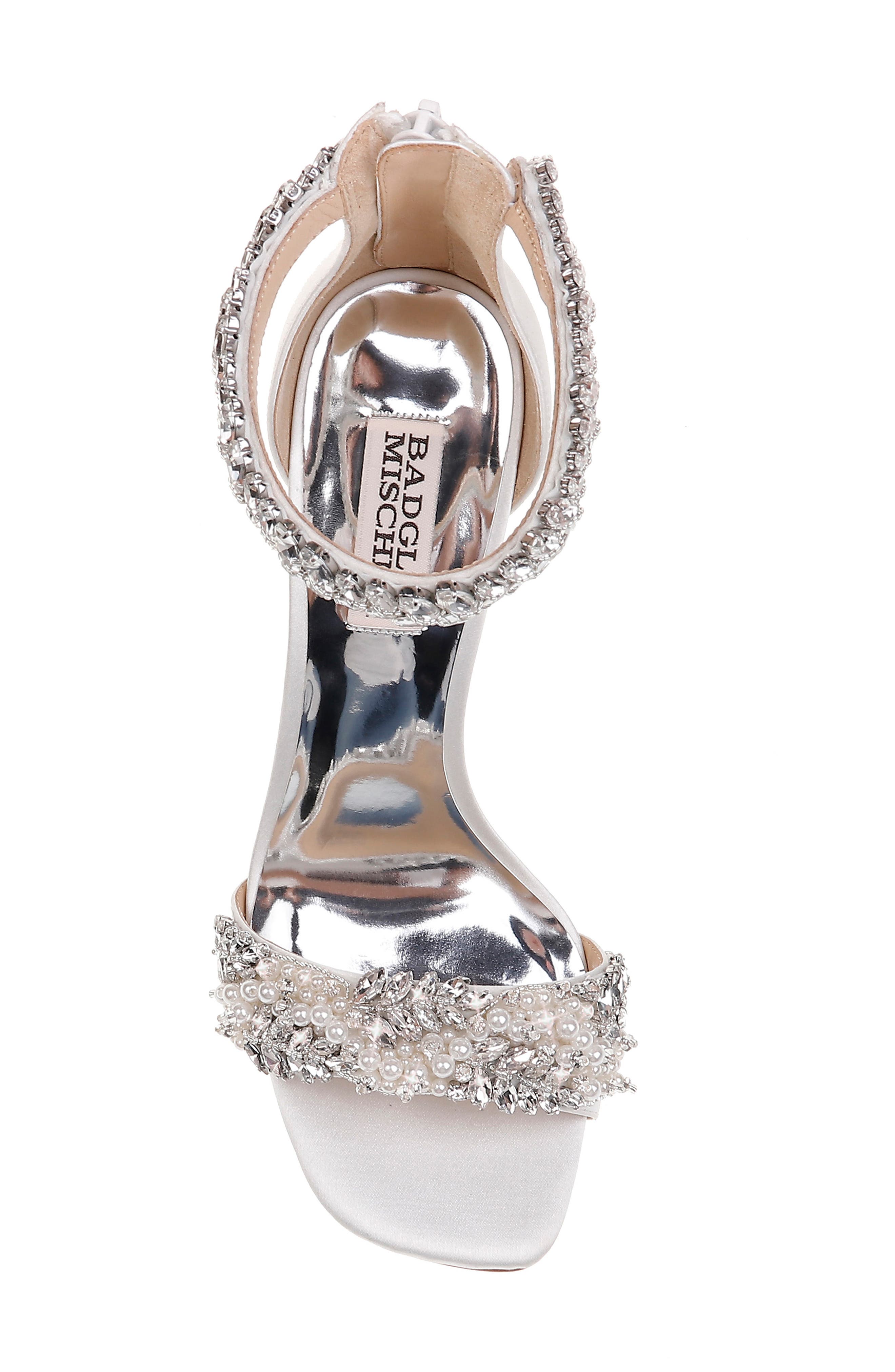 badgley mischka fiorenza crystal & imitation pearl embellished sandal