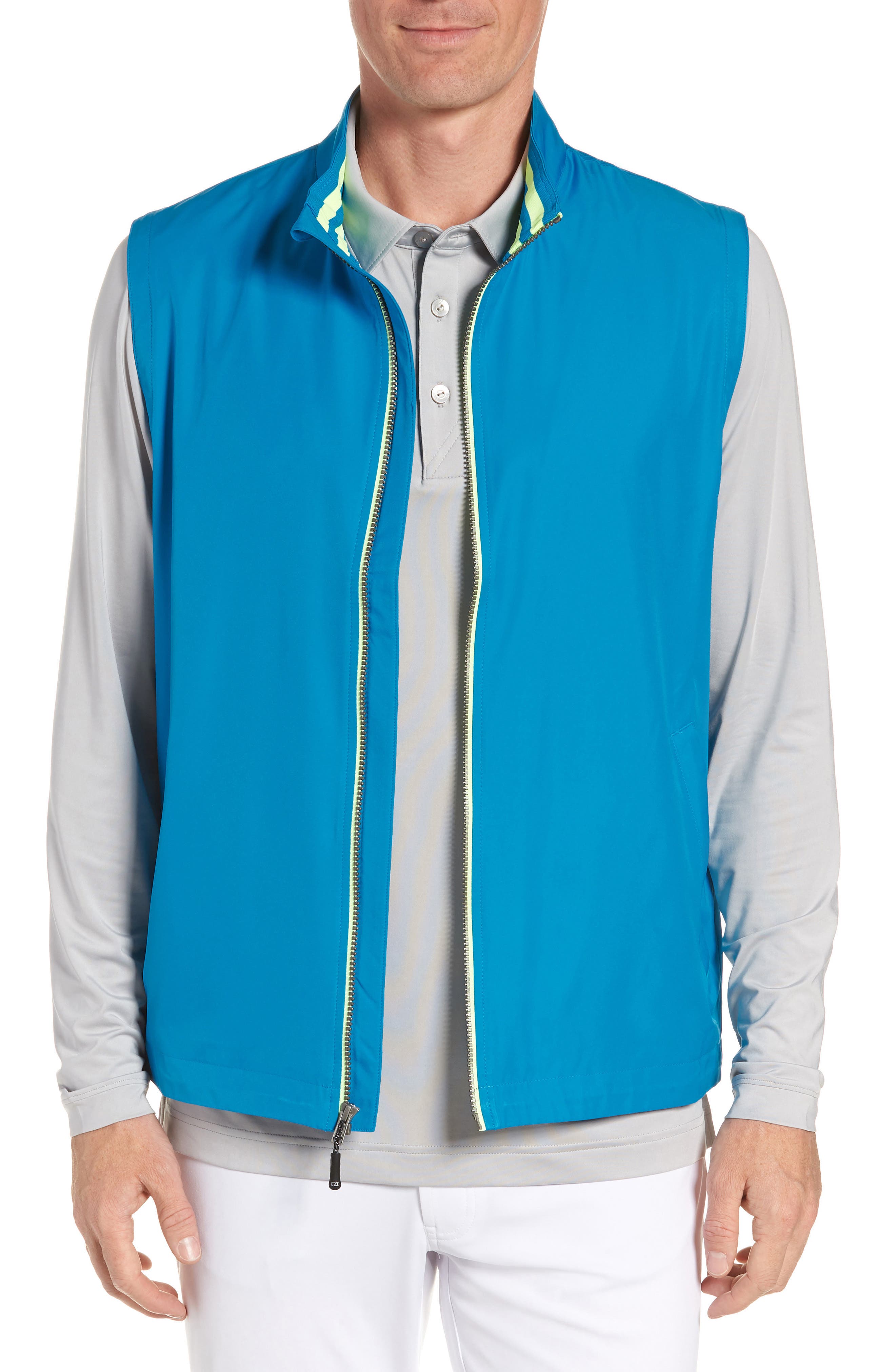 Cutter & Buck Nine Iron Drytec Zip Vest, Blue