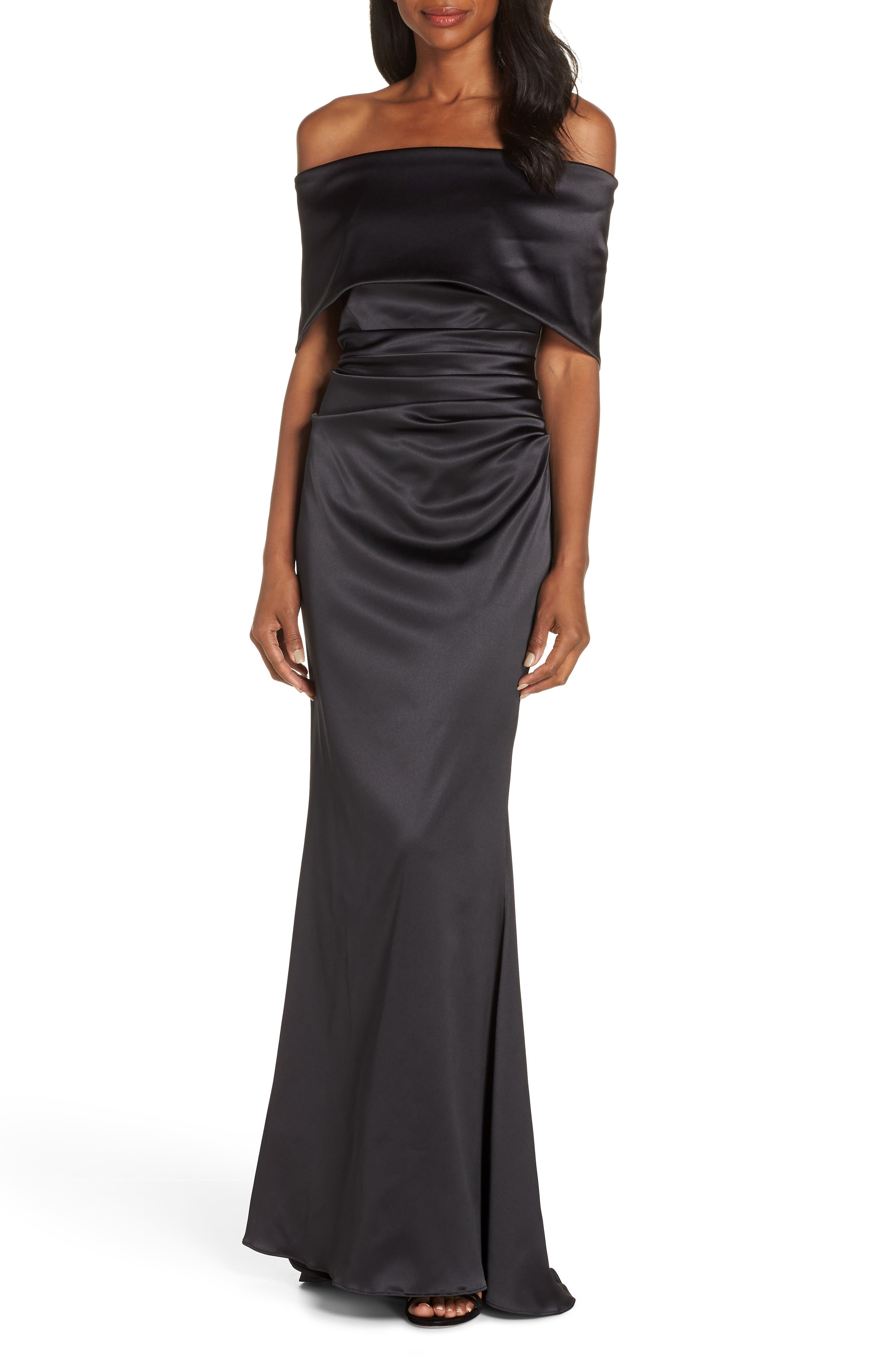 Vince Camuto Off The Shoulder Gown, Black