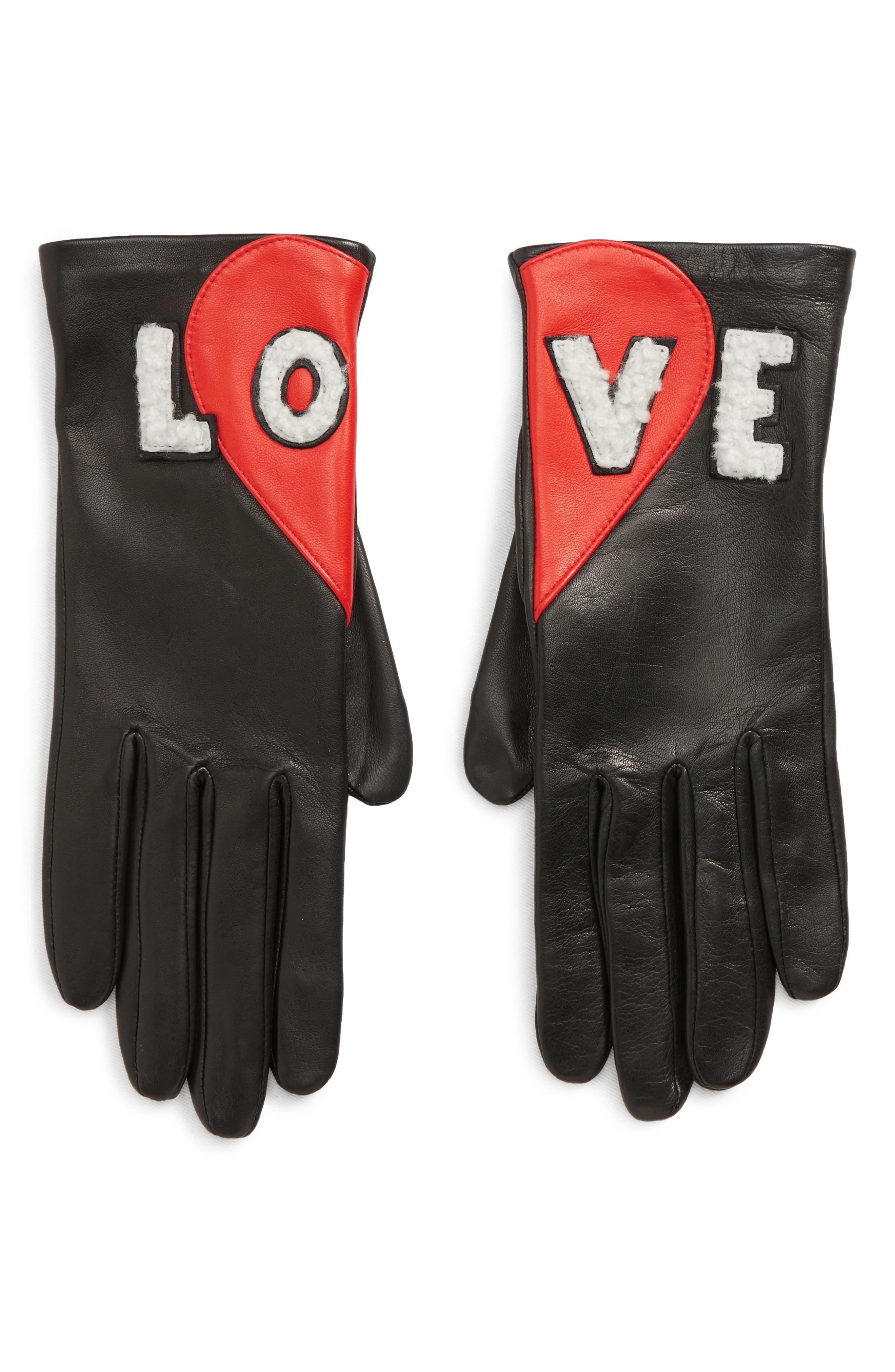 Agnelle Love Genuine Shearling Leather Gloves - Black
