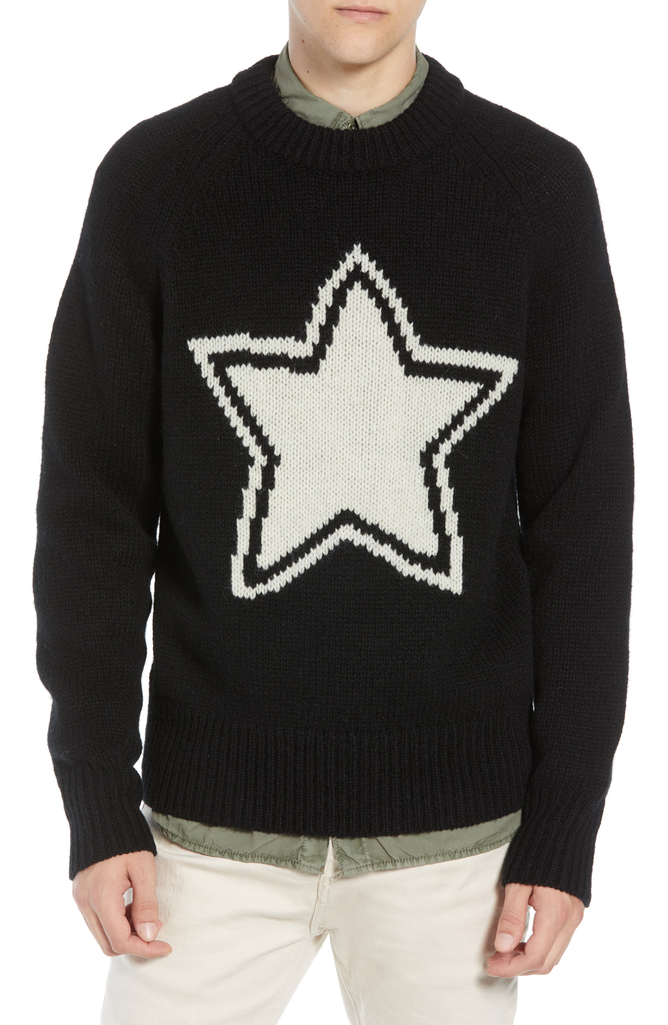 French Connection Star Wool Sweater, Black