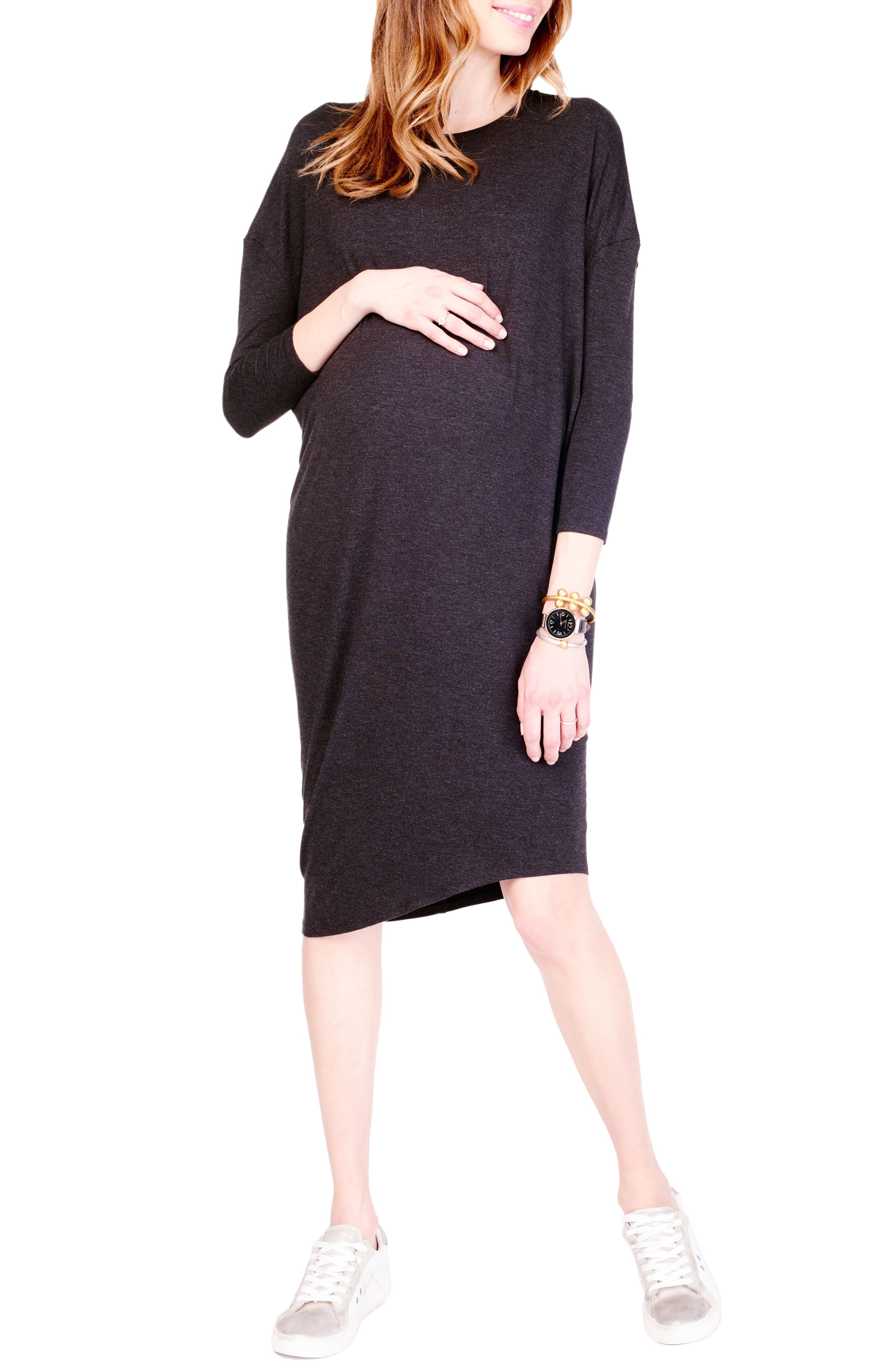 Ingrid & Isabel Asymmetrical Maternity Dress, Grey