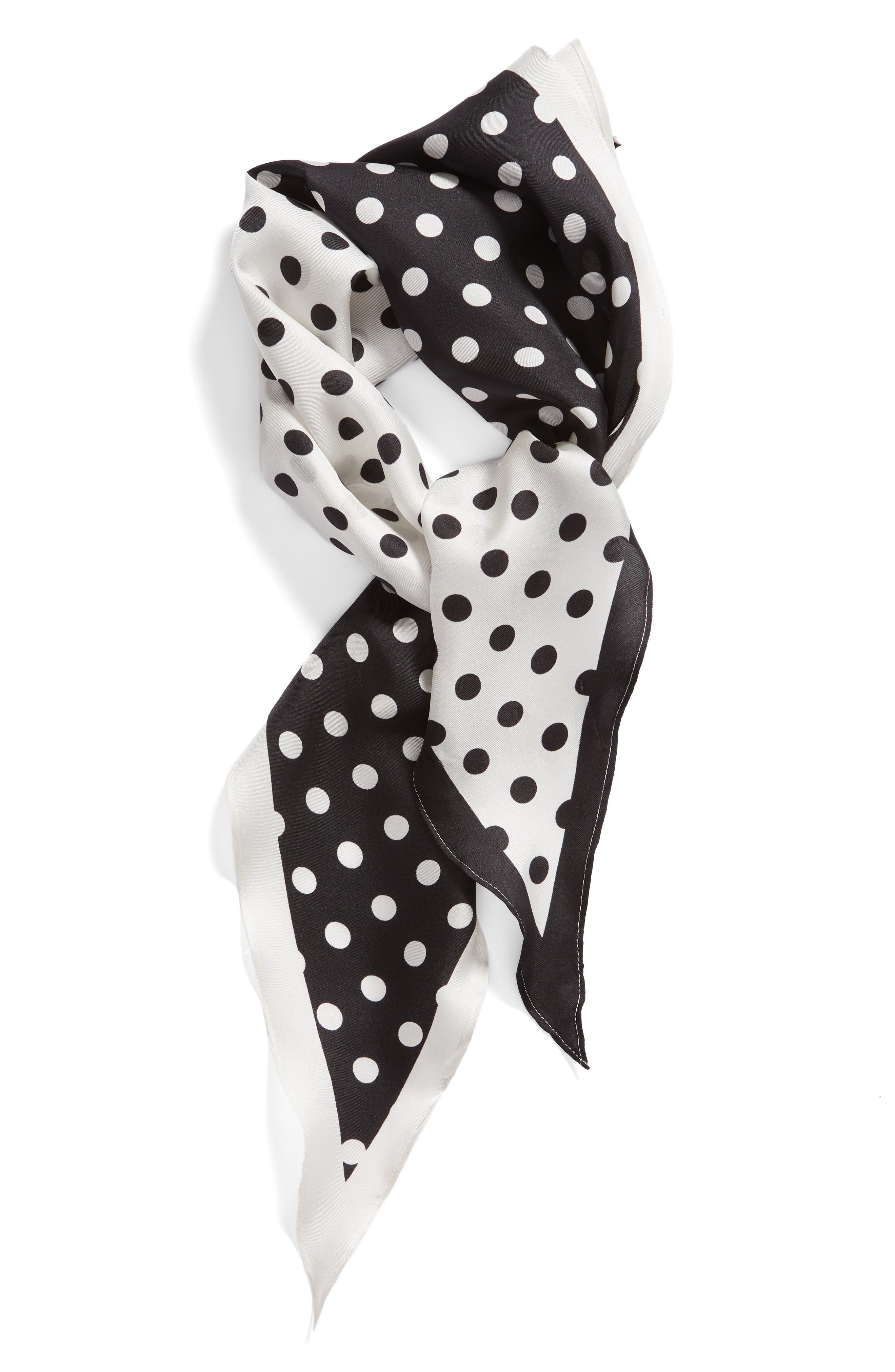 KATE SPADE NEW YORK lia dot silk scarf, Alternate, color, BLACK