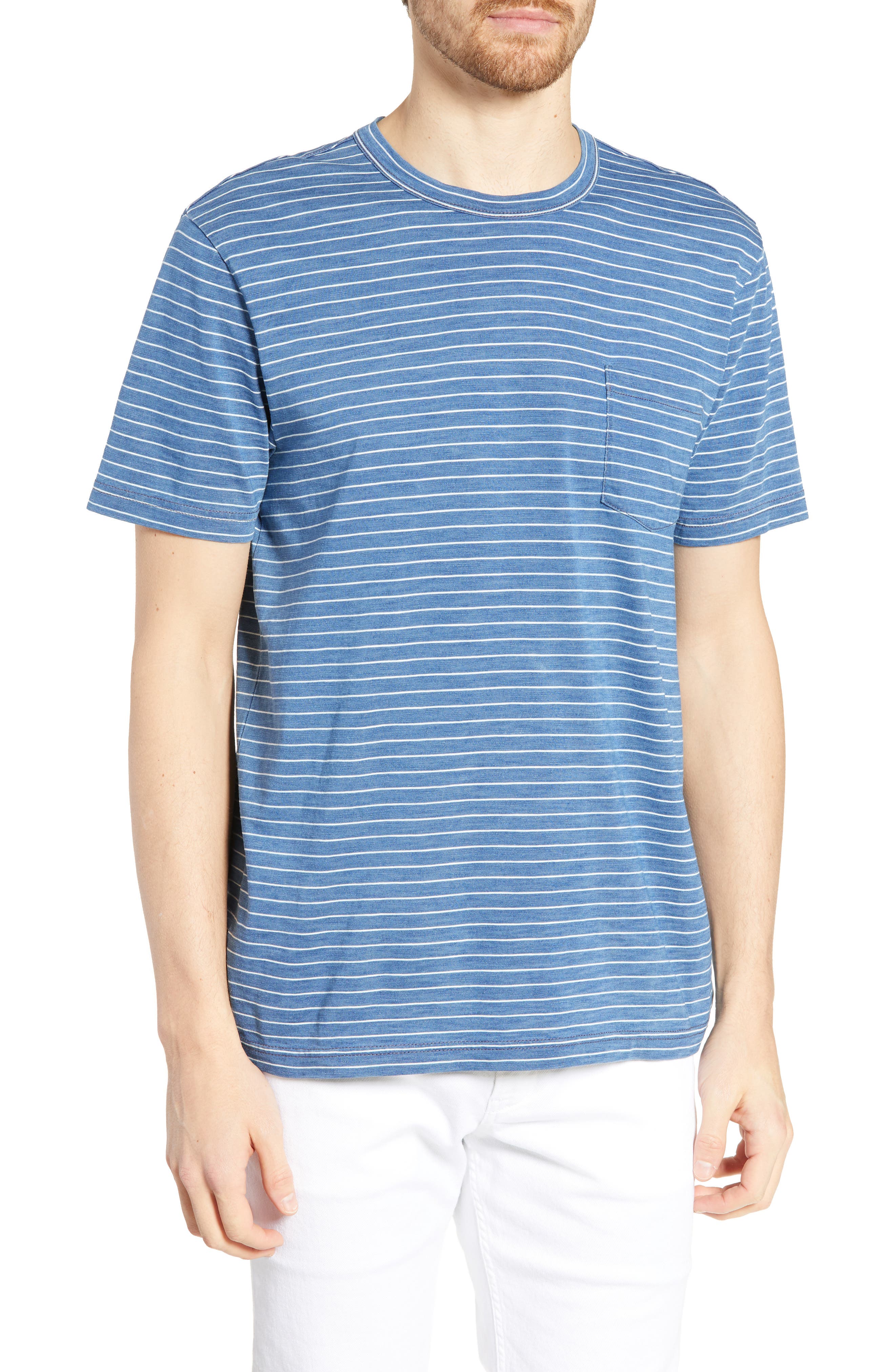 Faherty Stripe Pocket T-Shirt, Blue