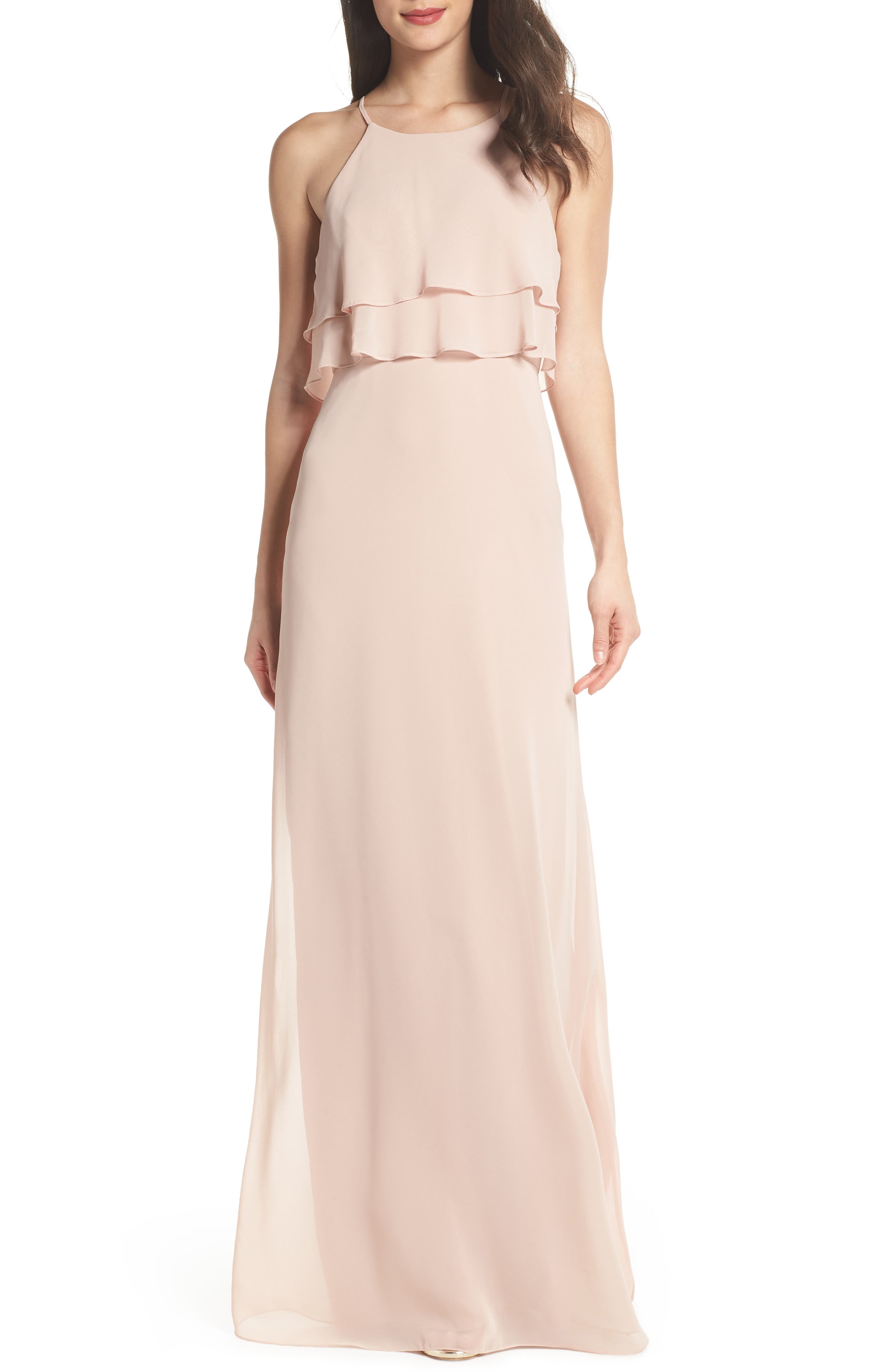 Jenny Yoo Charlie Ruffle Chiffon Gown