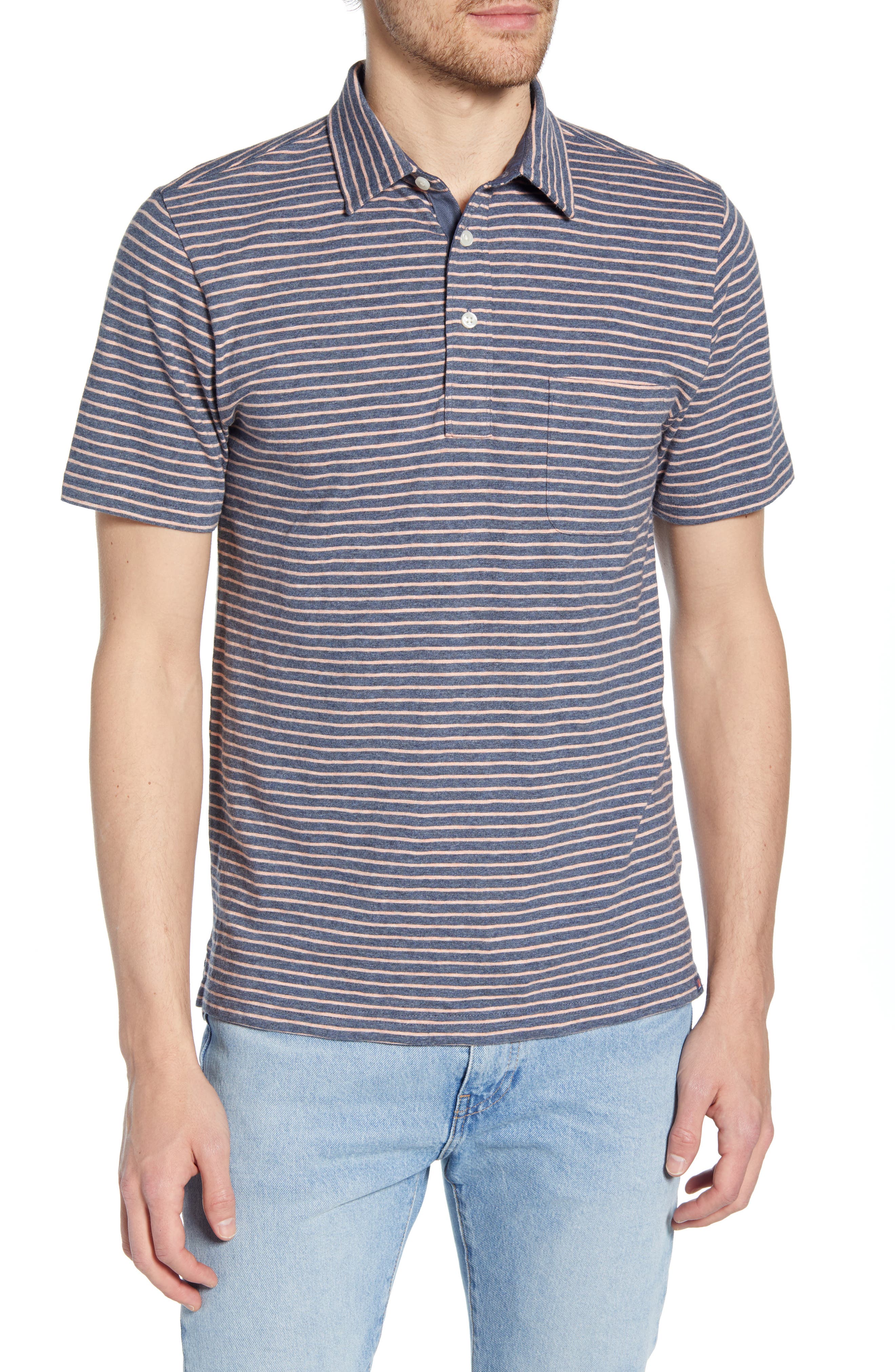 Faherty Bleecker Regular Fit Stripe Polo, Blue