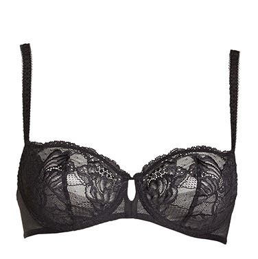 Black lace demi bra.