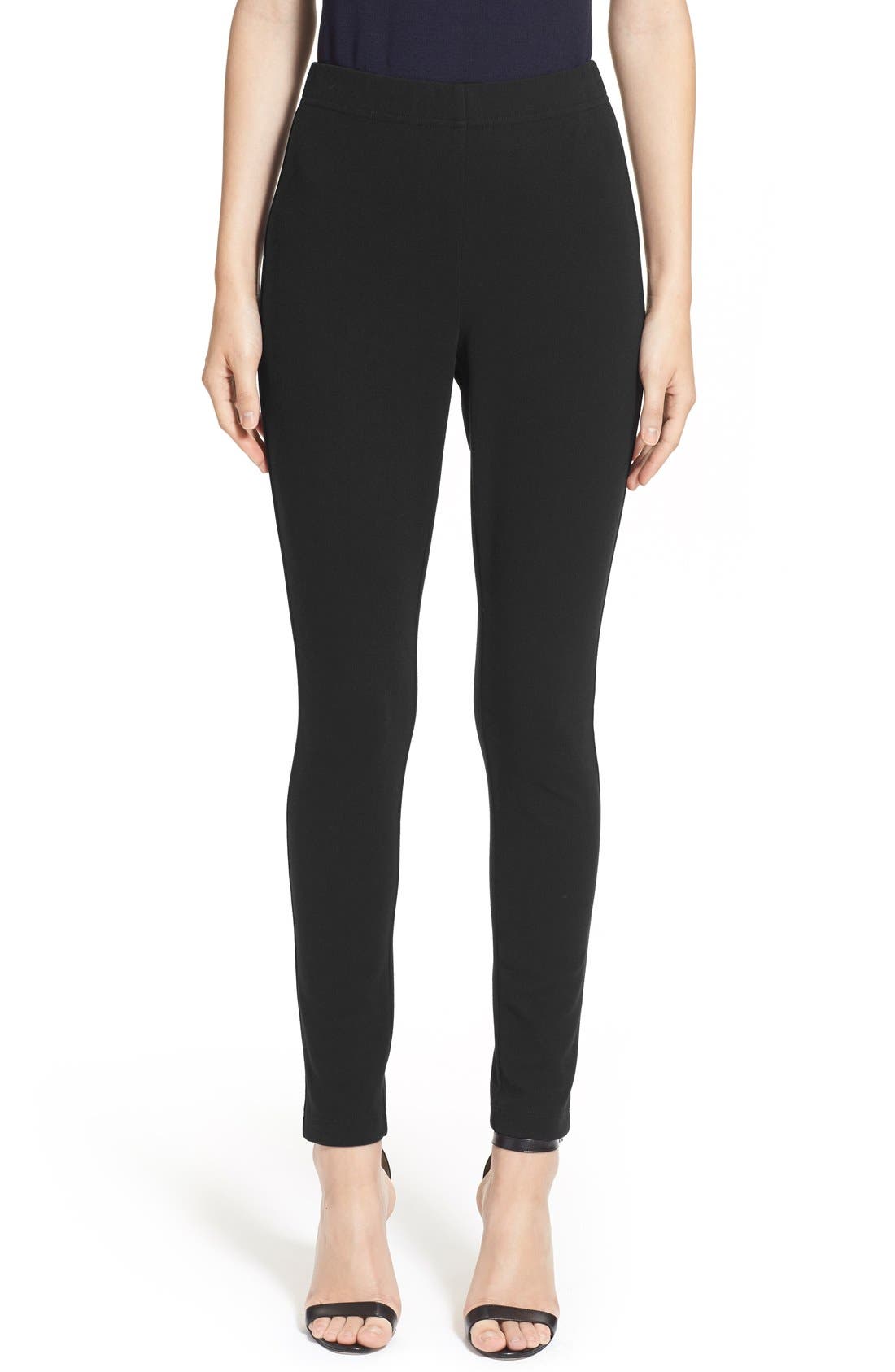 St. John Collection Ponte Knit Crop Leggings, Size Petite - Black