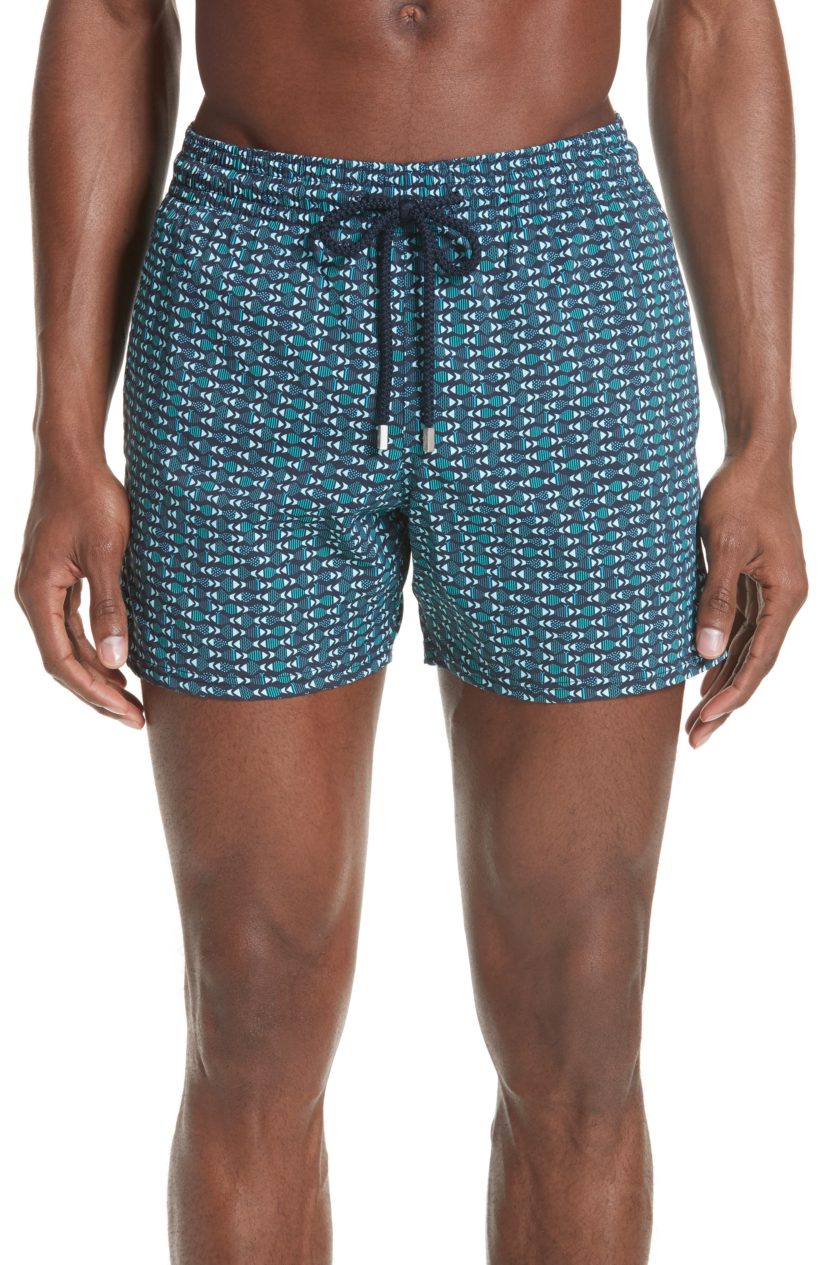 Vilebrequin Modernist Fish Print Swim Trunks, Blue