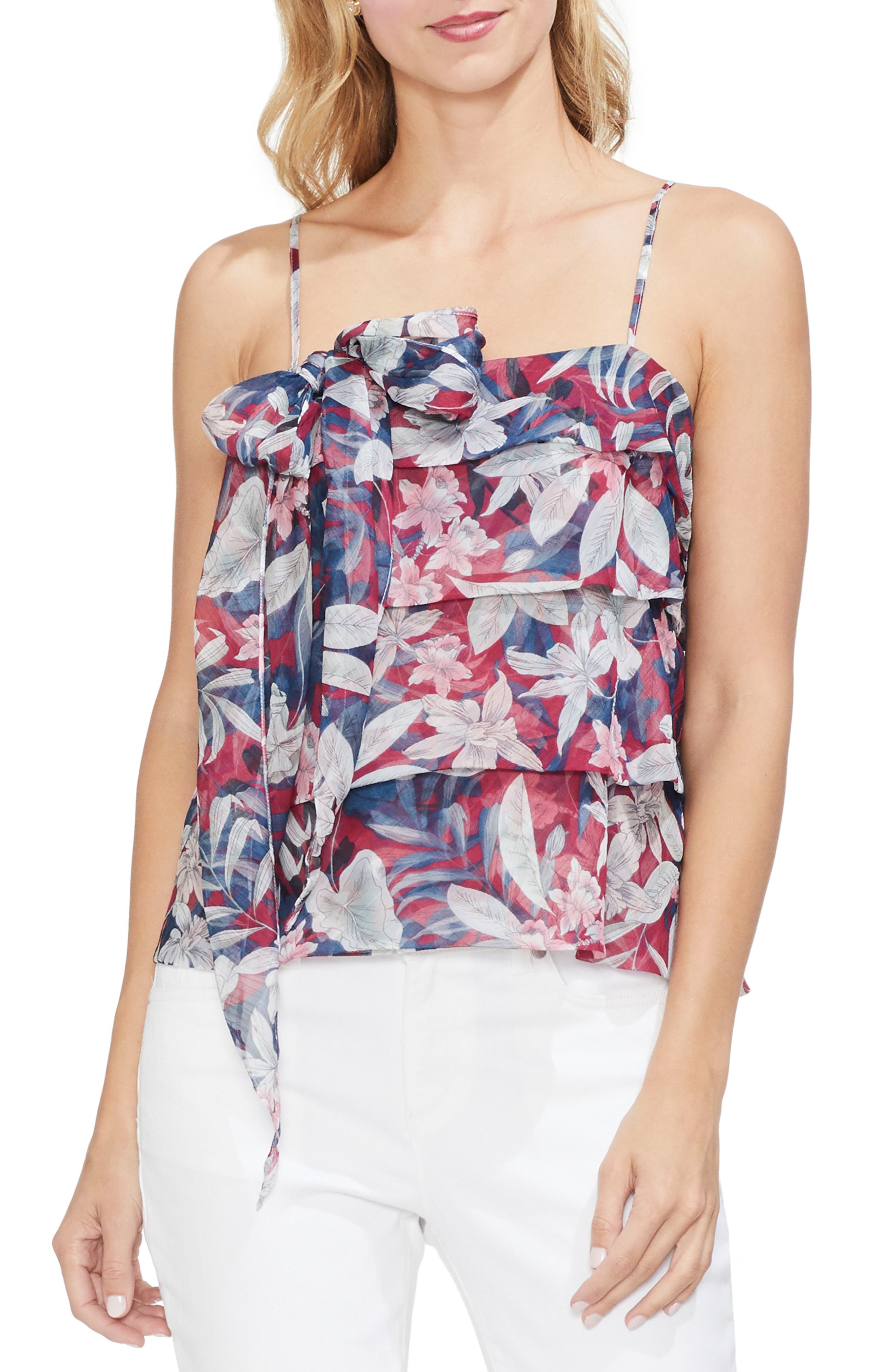 Vince Camuto Tropical Escape Tiered Camisole, Red