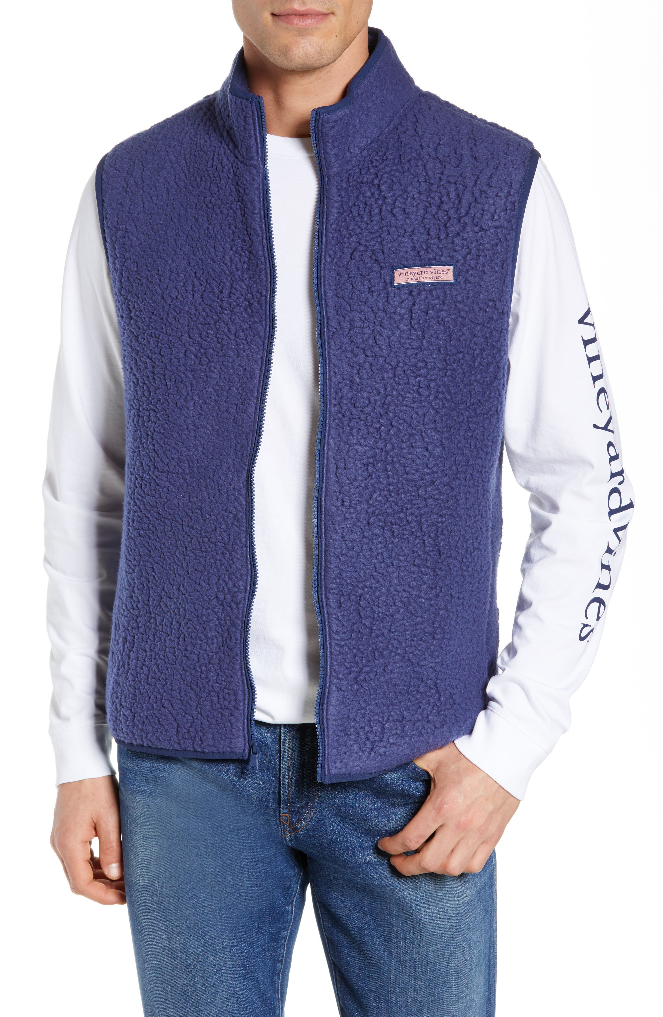 Vineyard Vines High File Fleece Vest, Blue