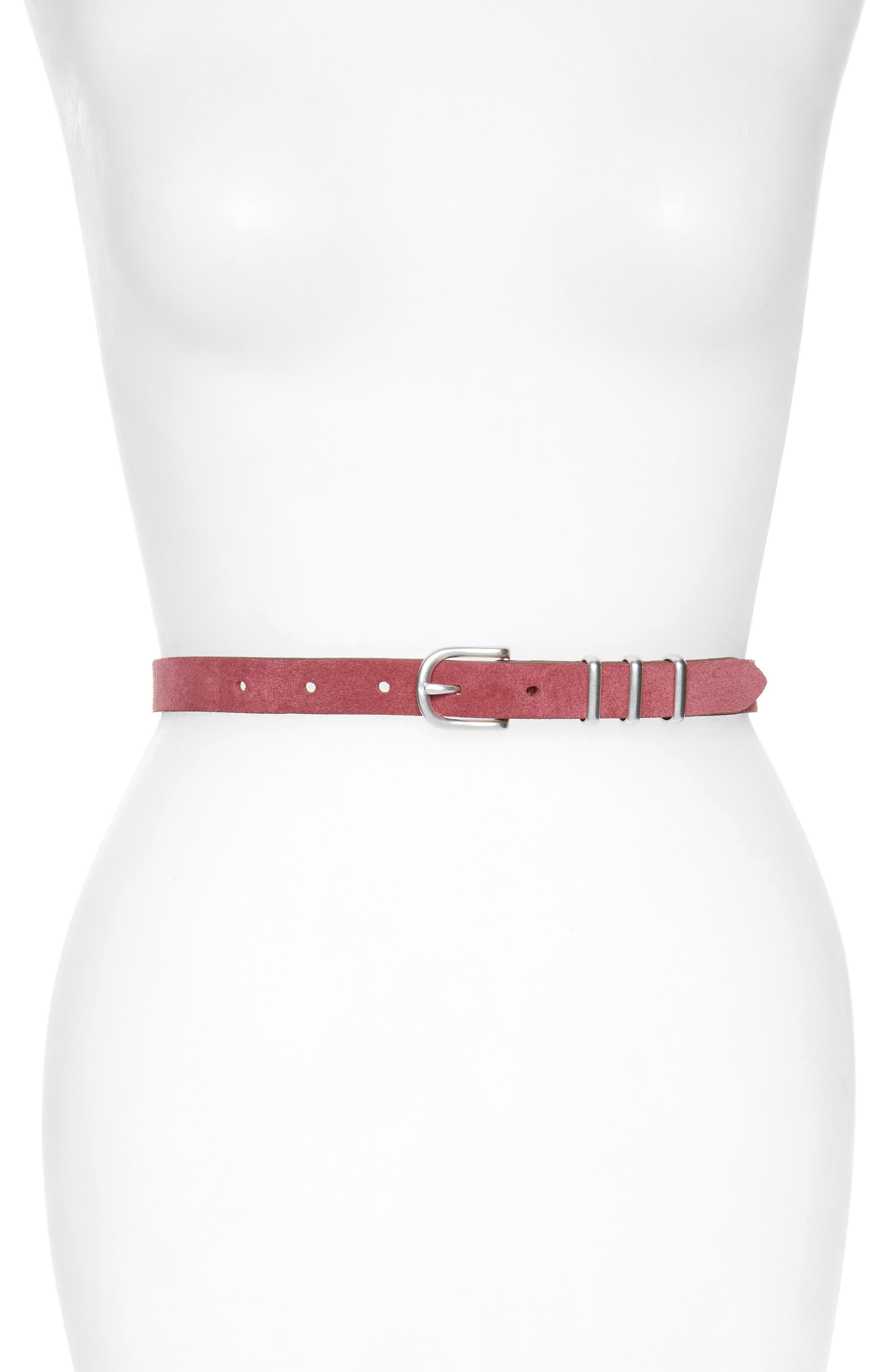Rag & Bone Jet Skinny Suede Belt, Berry