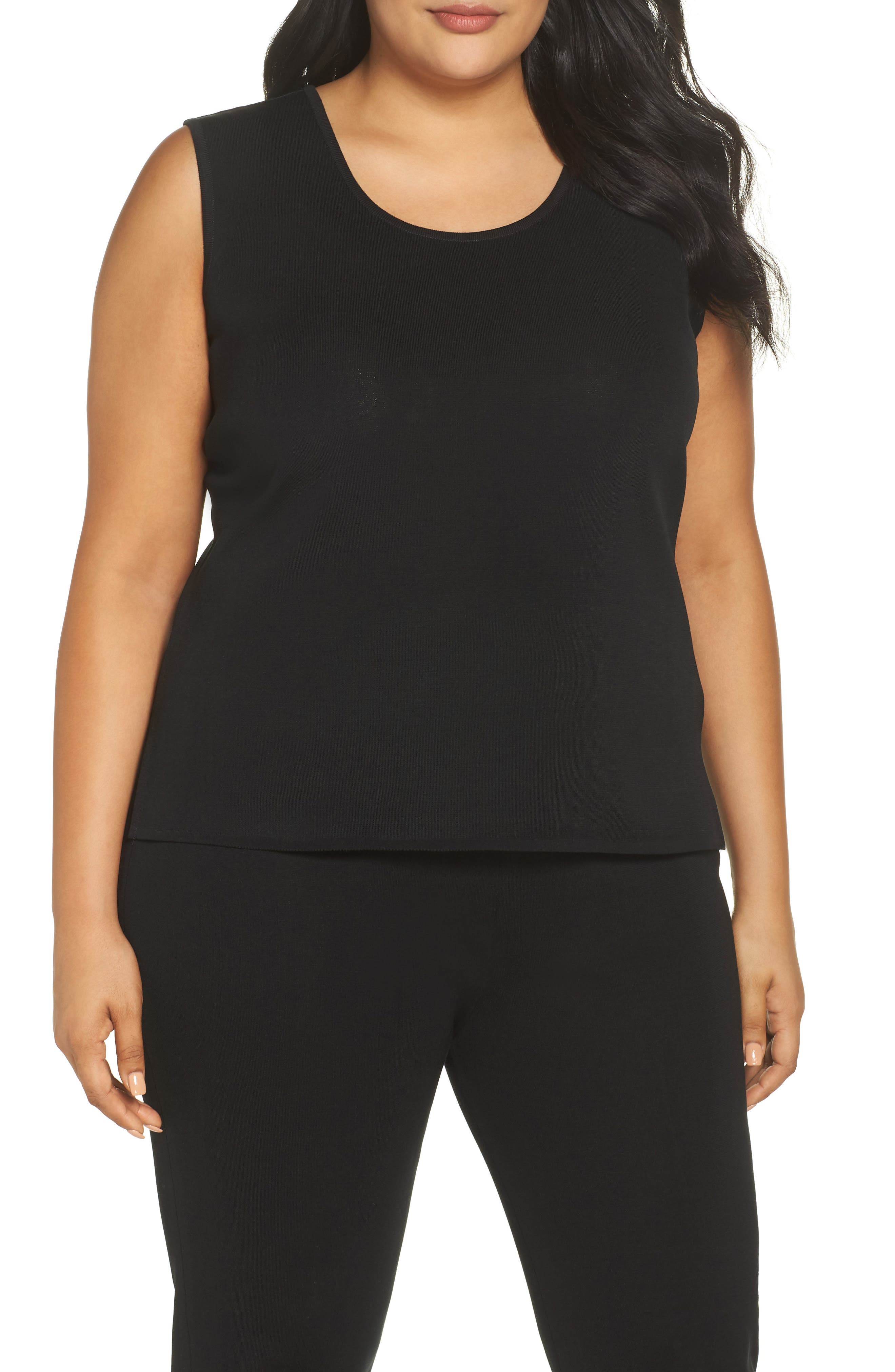 Plus Size Ming Wang Knit Tank, Black