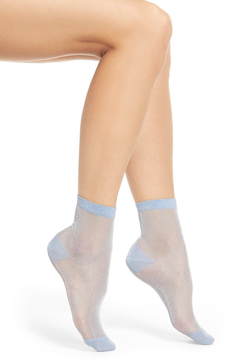 x Atlantic-Pacific Shimmer Ankle Socks, Main, color, BLUE LUSTER