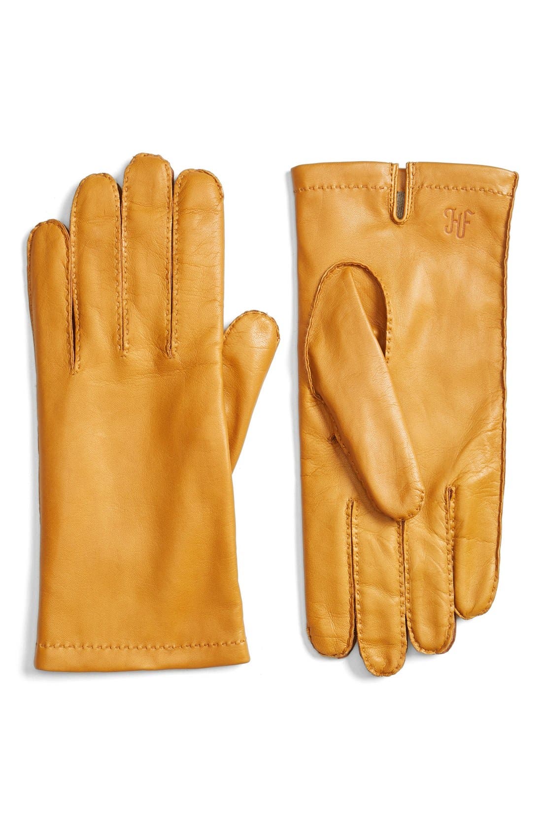 Hickey Freeman Classic Contrast Leather Gloves, Metallic