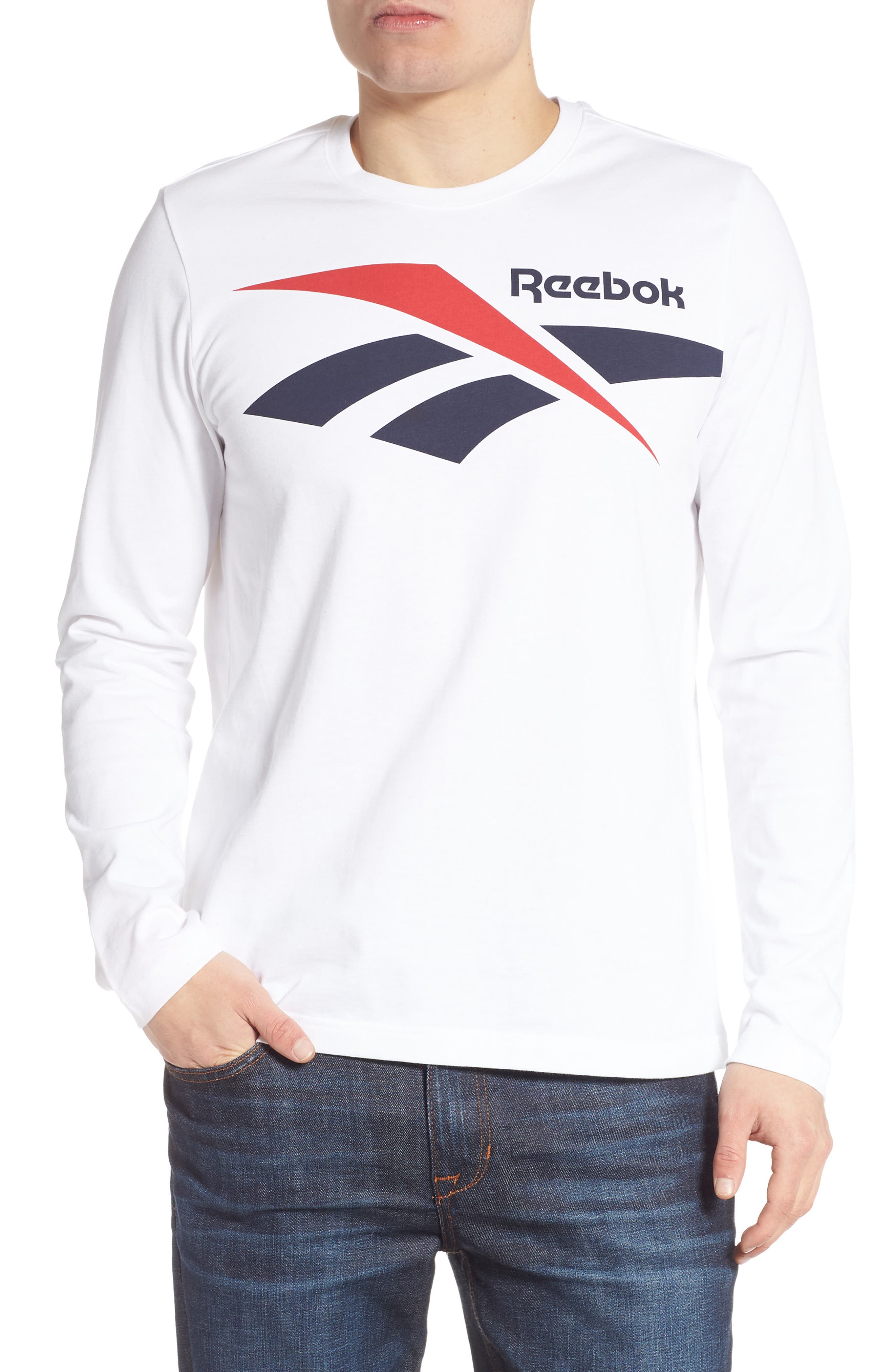 Reebok Classics Vector Logo Long Sleeve T-Shirt, White