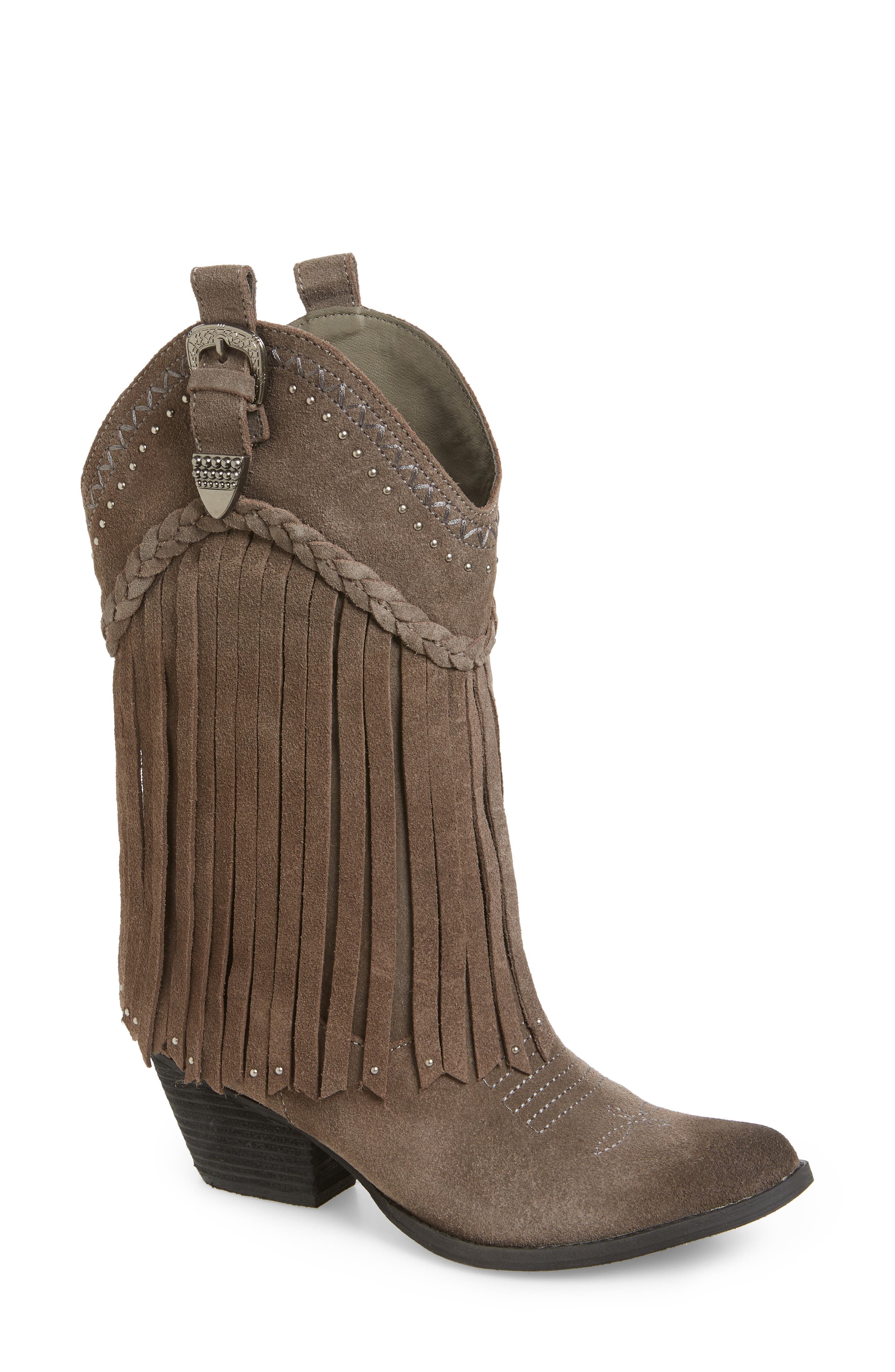 Very Volatile Anderson Fringe Western Boot, Grey