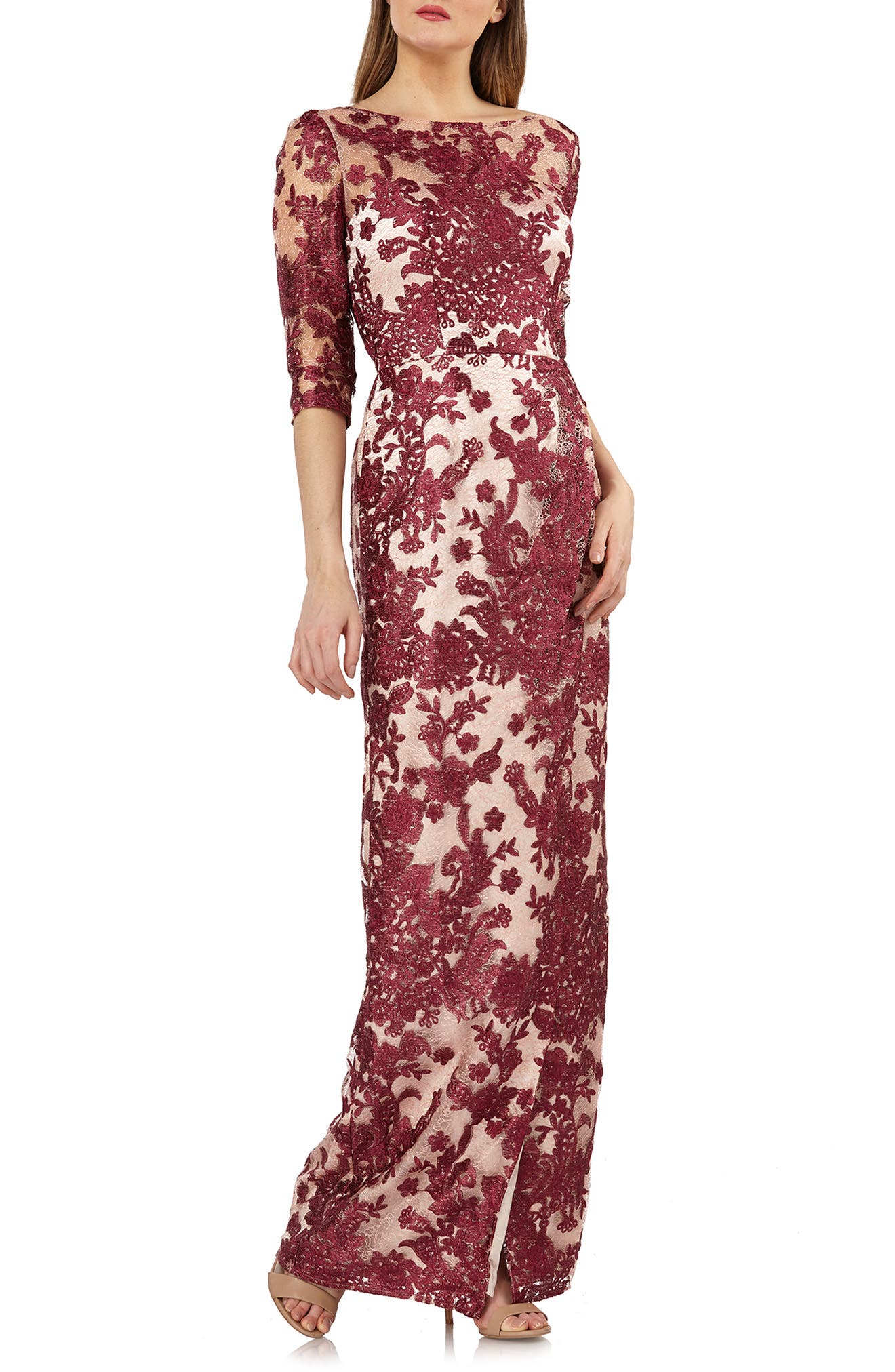 Js Collections Embroidered Lace Gown
