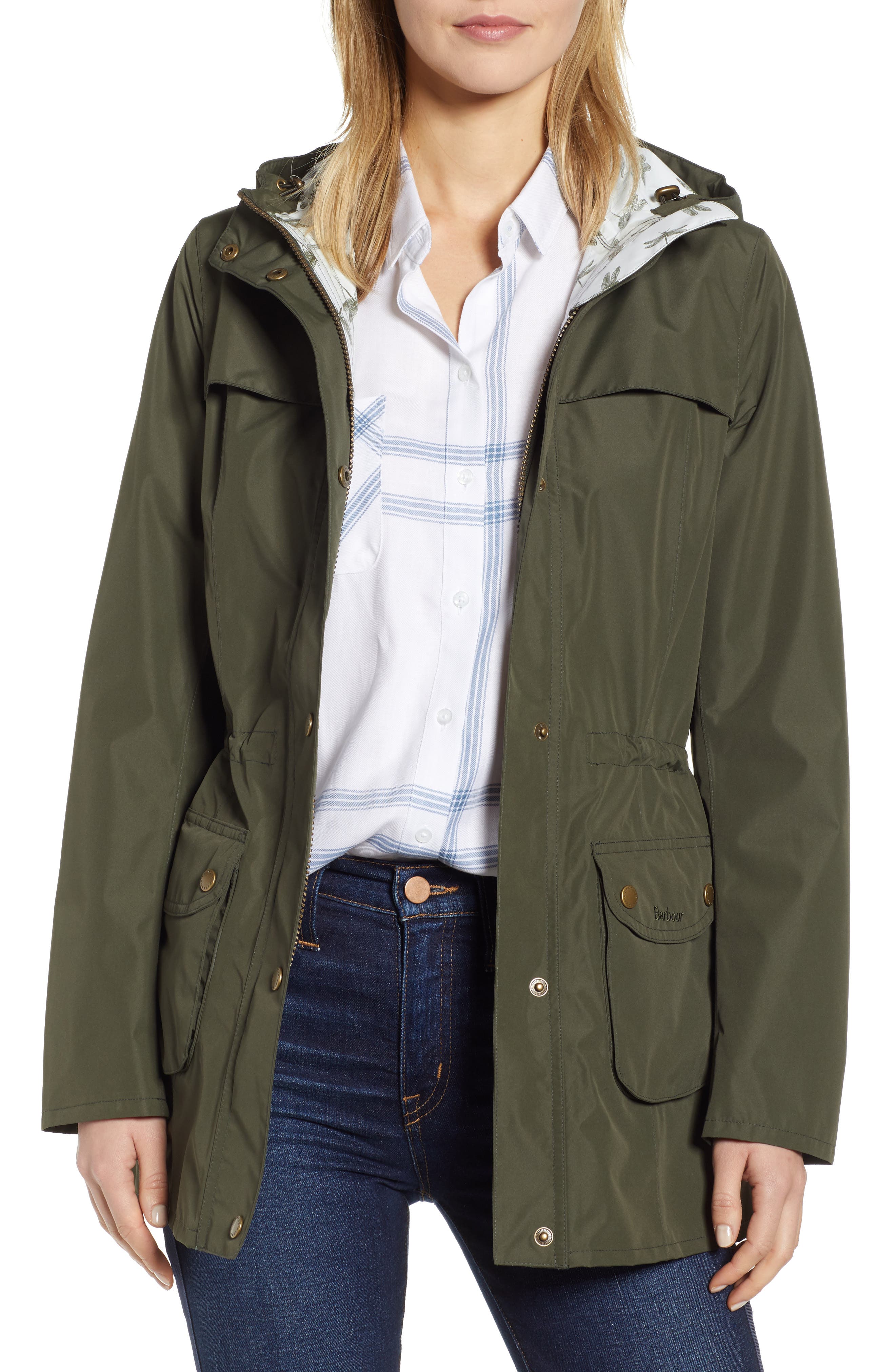 Barbour Aire Waterproof Hooded Jacket, US / 14 UK - Green